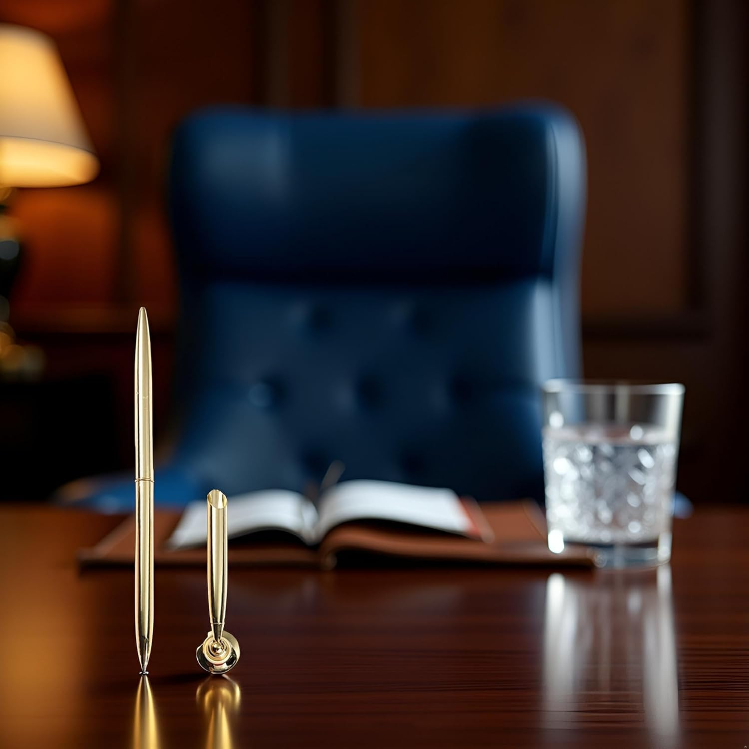 Gold Pen and Pen Stand round Pen Holder Signing Pen Set Metal Attached to Desk B