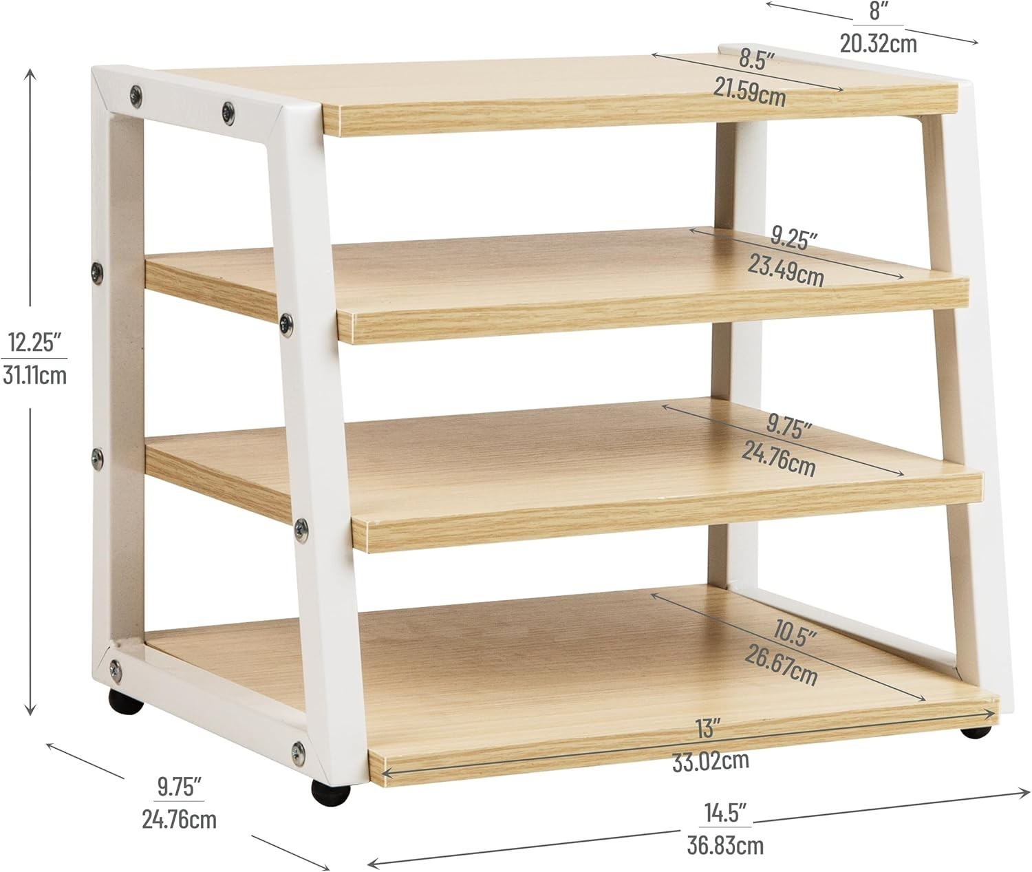 4-Tier Desk Organizer, File Storage, Documents, Office, Metal, MDF, 14.5″ L x…