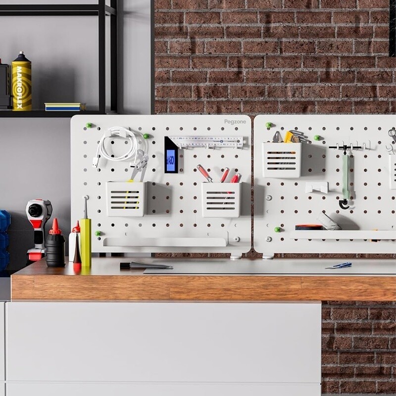 Clamp-on Desk Pegboard Organizer Magnetic W/ Accessories Office Gaming Storage