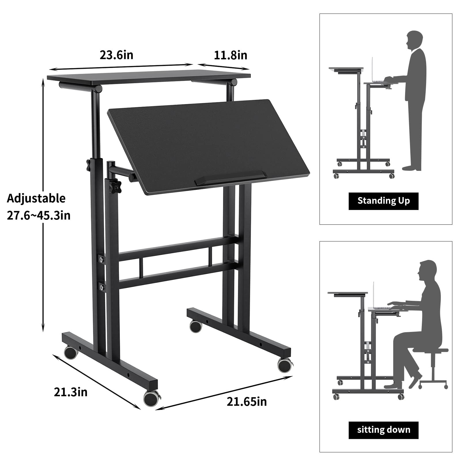 Sogeshome Adjustable Laptop Desk Table 23.6Inches Portable Laptop Table