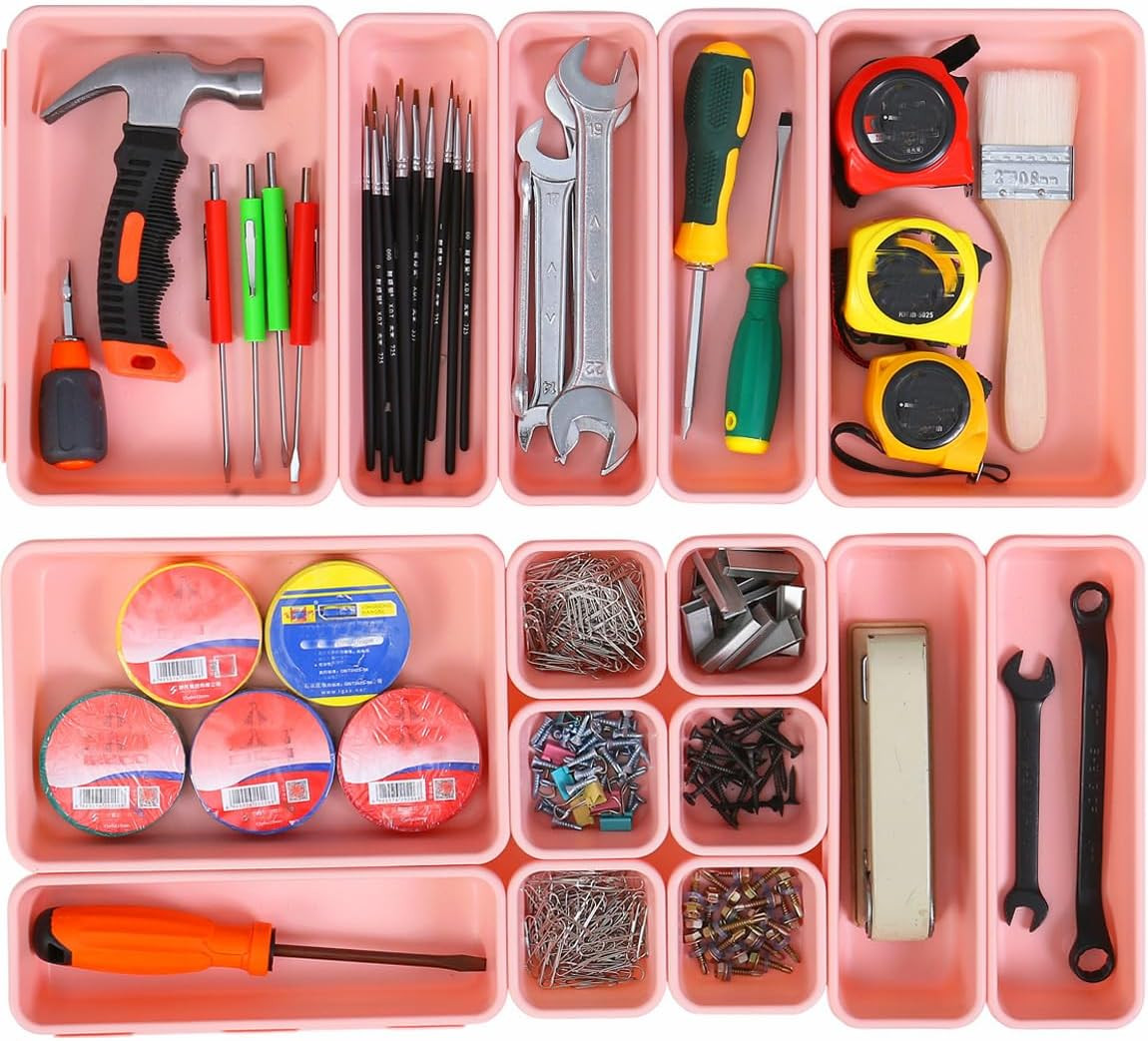 15 PCS Interlocking Desk Drawer Organizer Separator for Office,Bathroom,Kitchen,