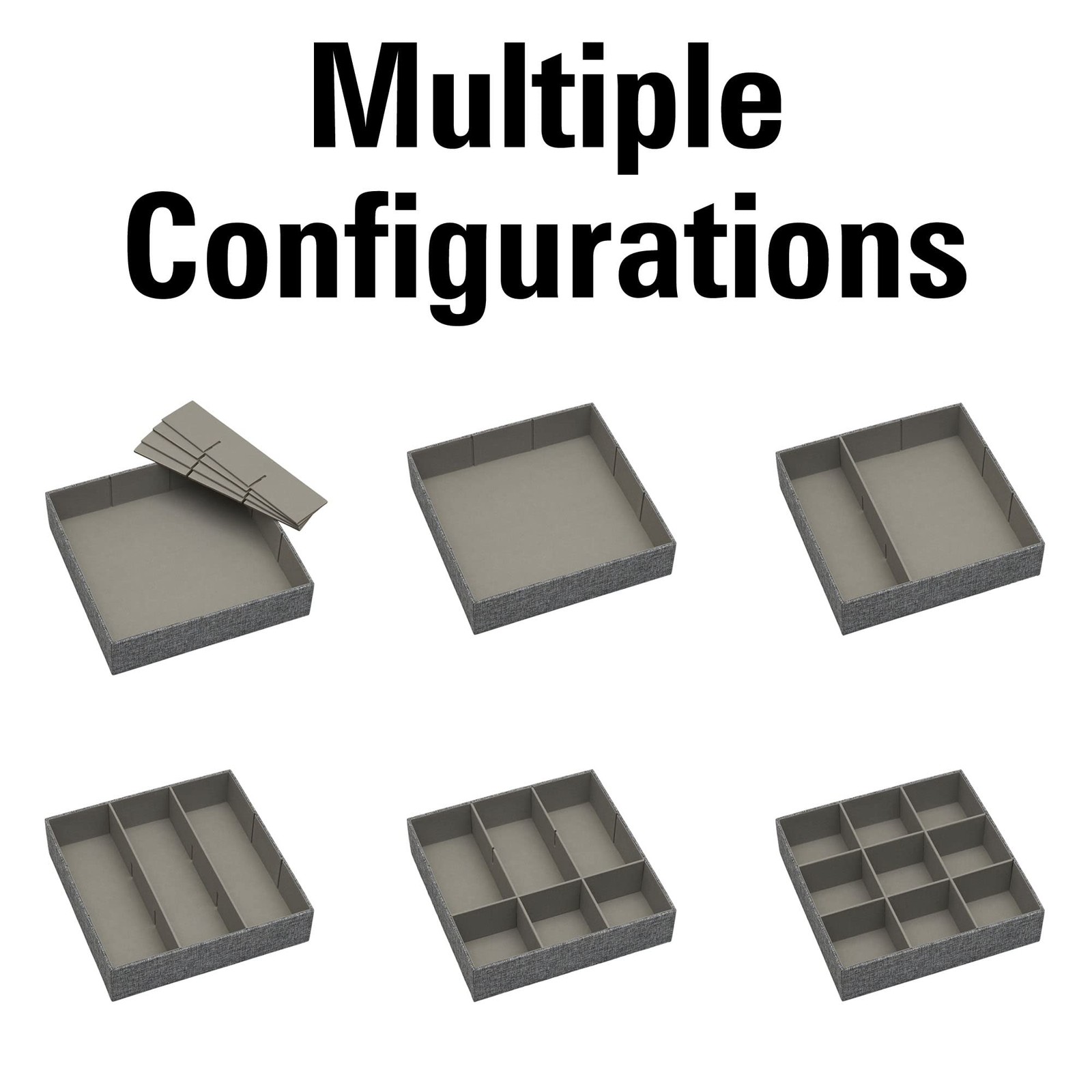 Household Essentials 3 Piece Drawer Organizers Starter Set, Graphite