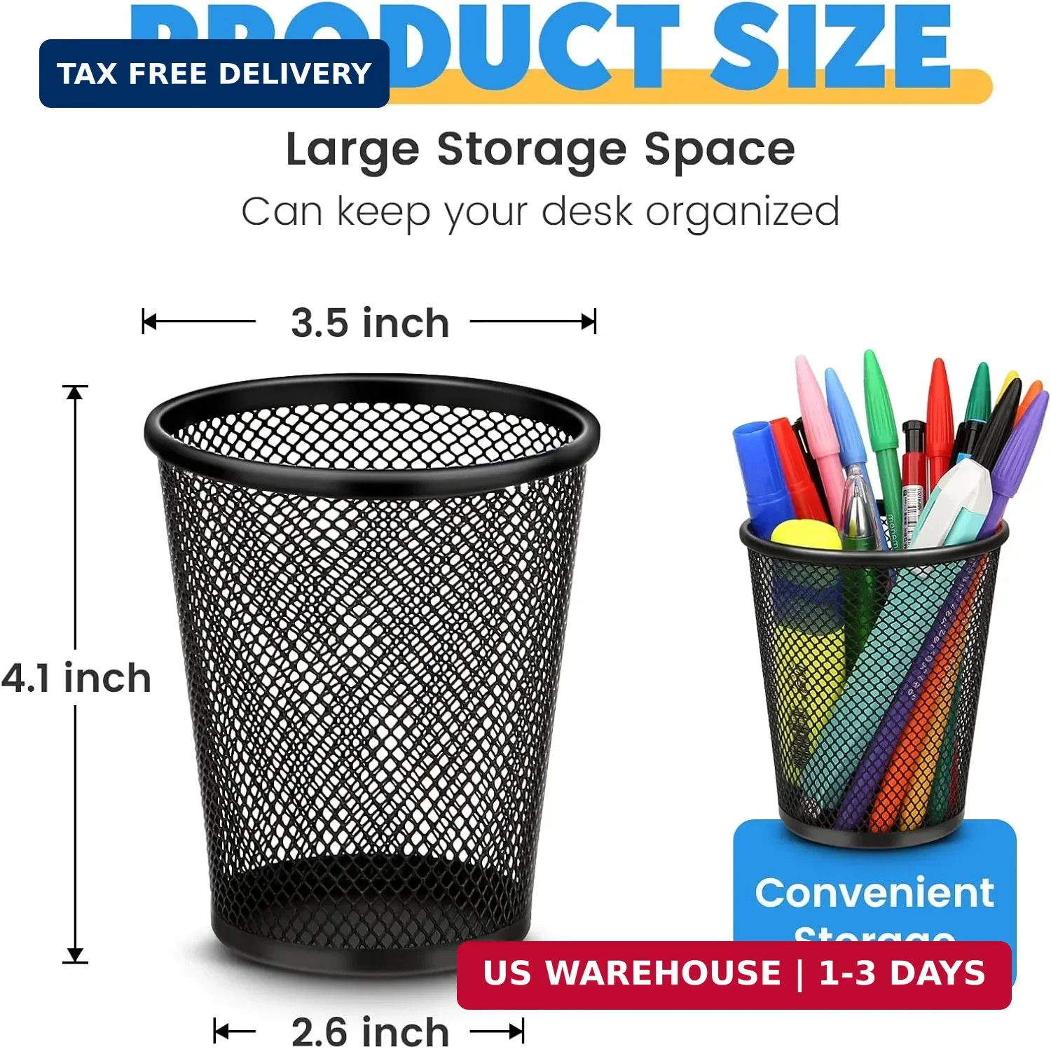 Smgmg Pen Holder for Desk, Pencil Holder for Desk, 4 Pack Pencil Cup for Pen, Me