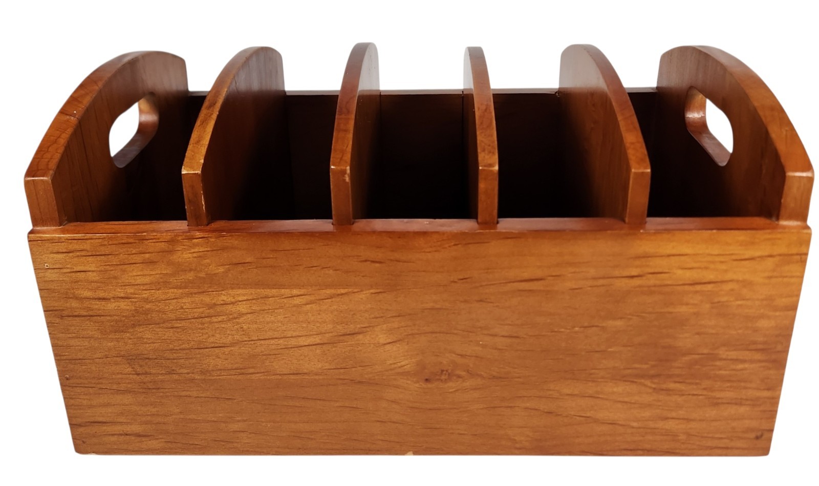 Vintage Wooden Desktop file Organizer Mail Sorter 5 Compartments 4 Removables