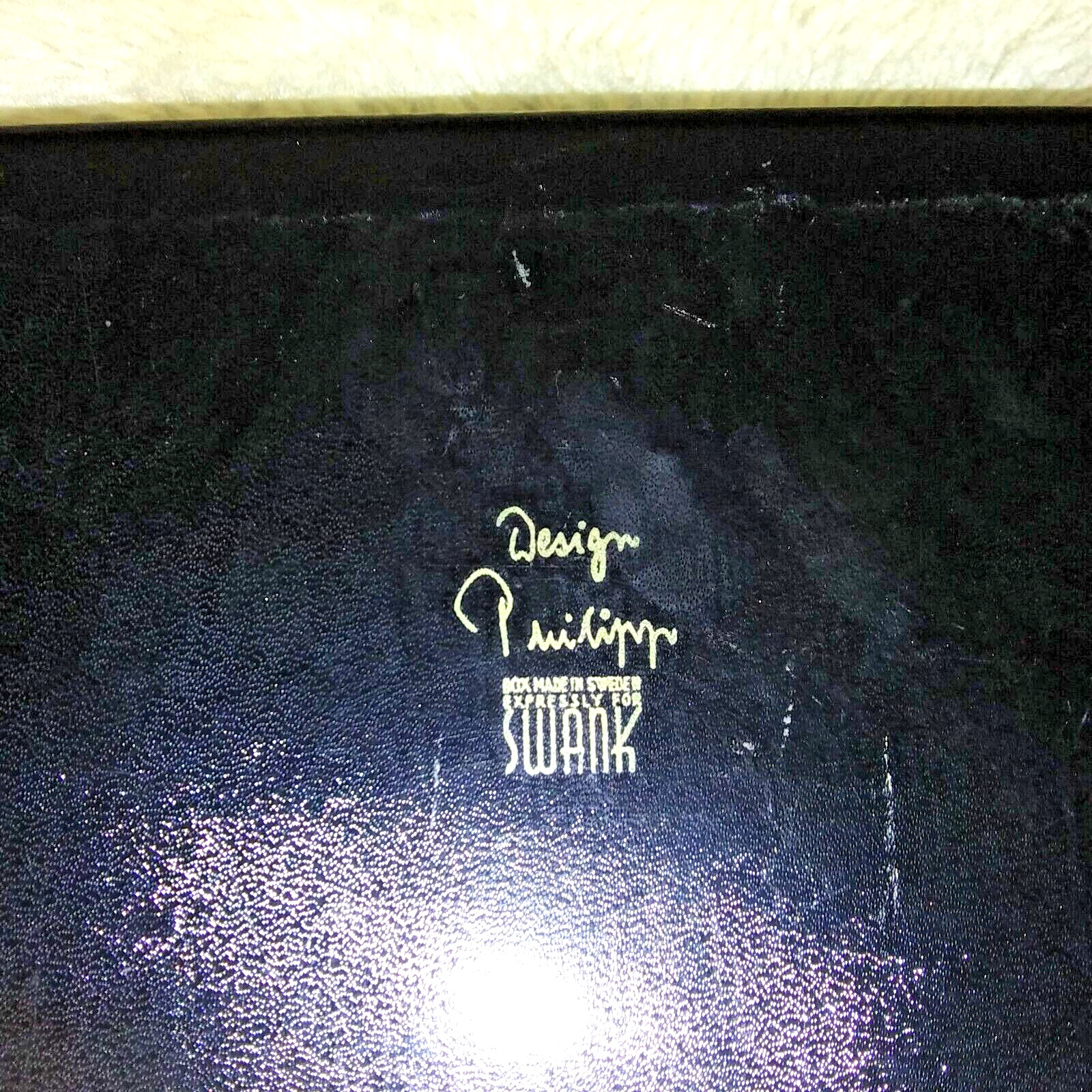 Swank Men’s Black Cufflink Case Jewelry Box Gold Trim Sweden Philippi vintage