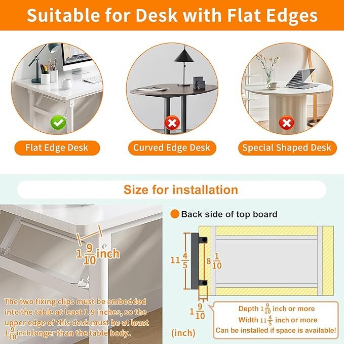 LUKETURE desk Side Storage Steel Hanging Organizer Pen Holder No Drill 8917