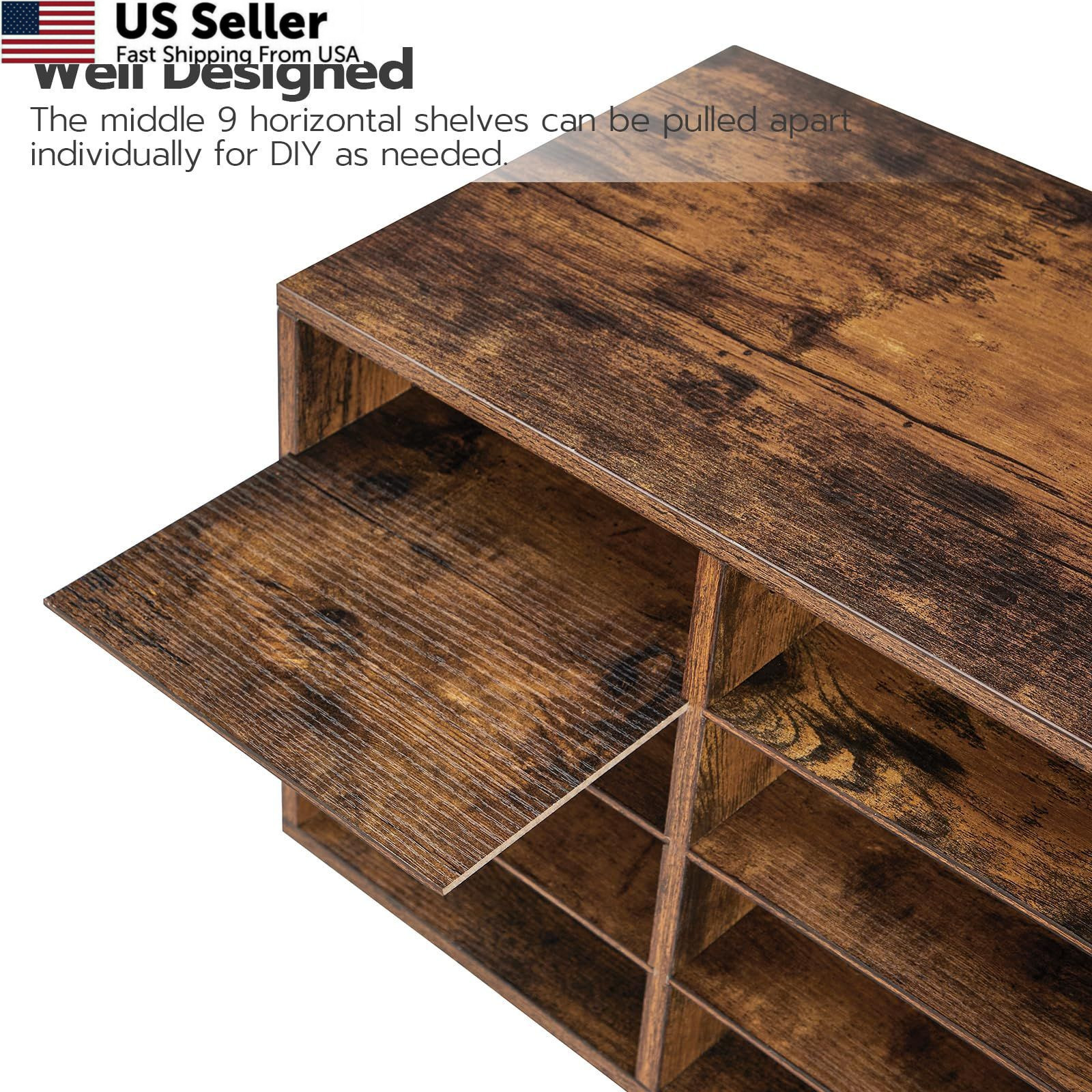 HOOBRO Countertop Mail Sorter 28.1″L x 11.8″W x 13.3″H, Rustic Brown