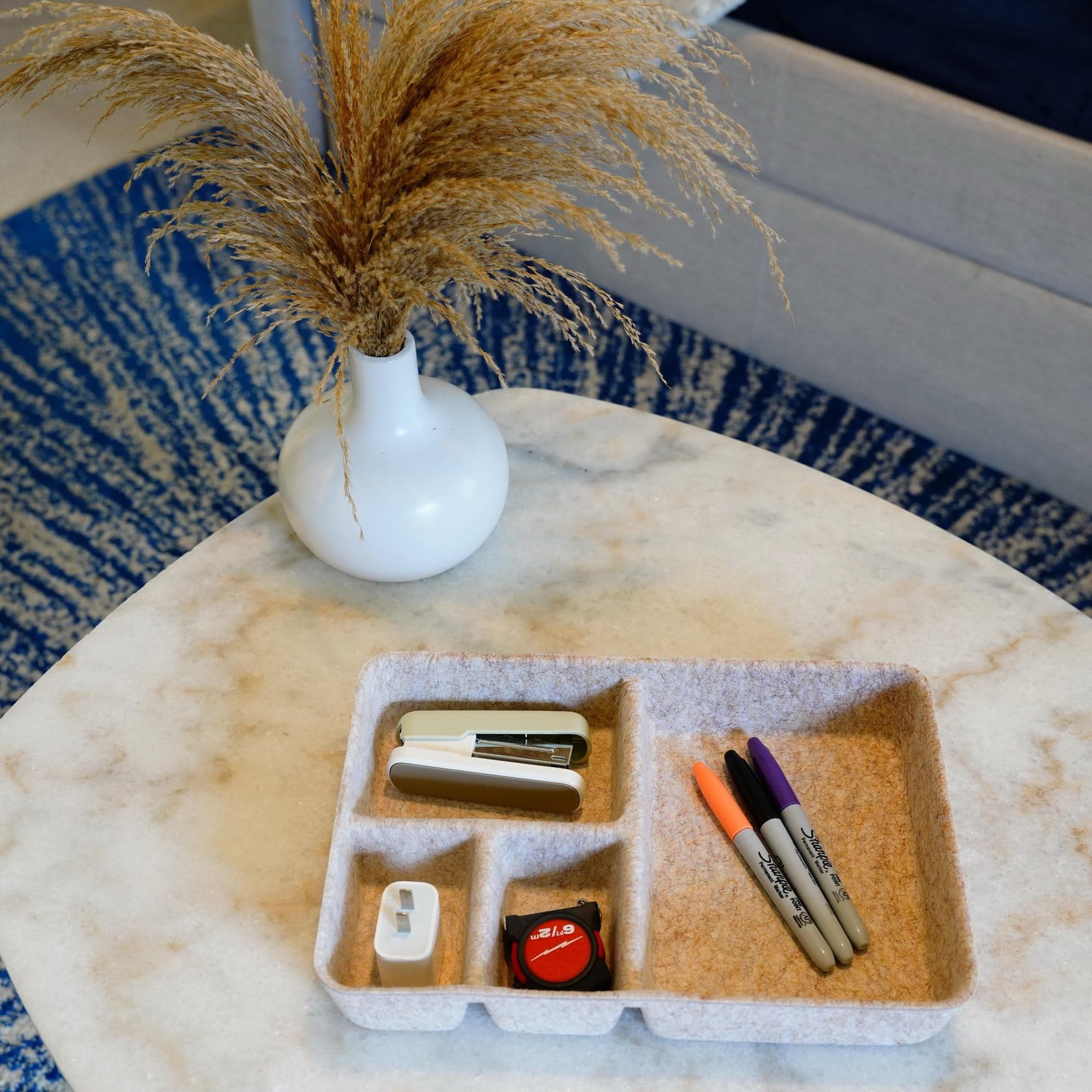 Oatmeal Felt Drawer Organizer Tray 4 Compartments Closet Kitchen Divider