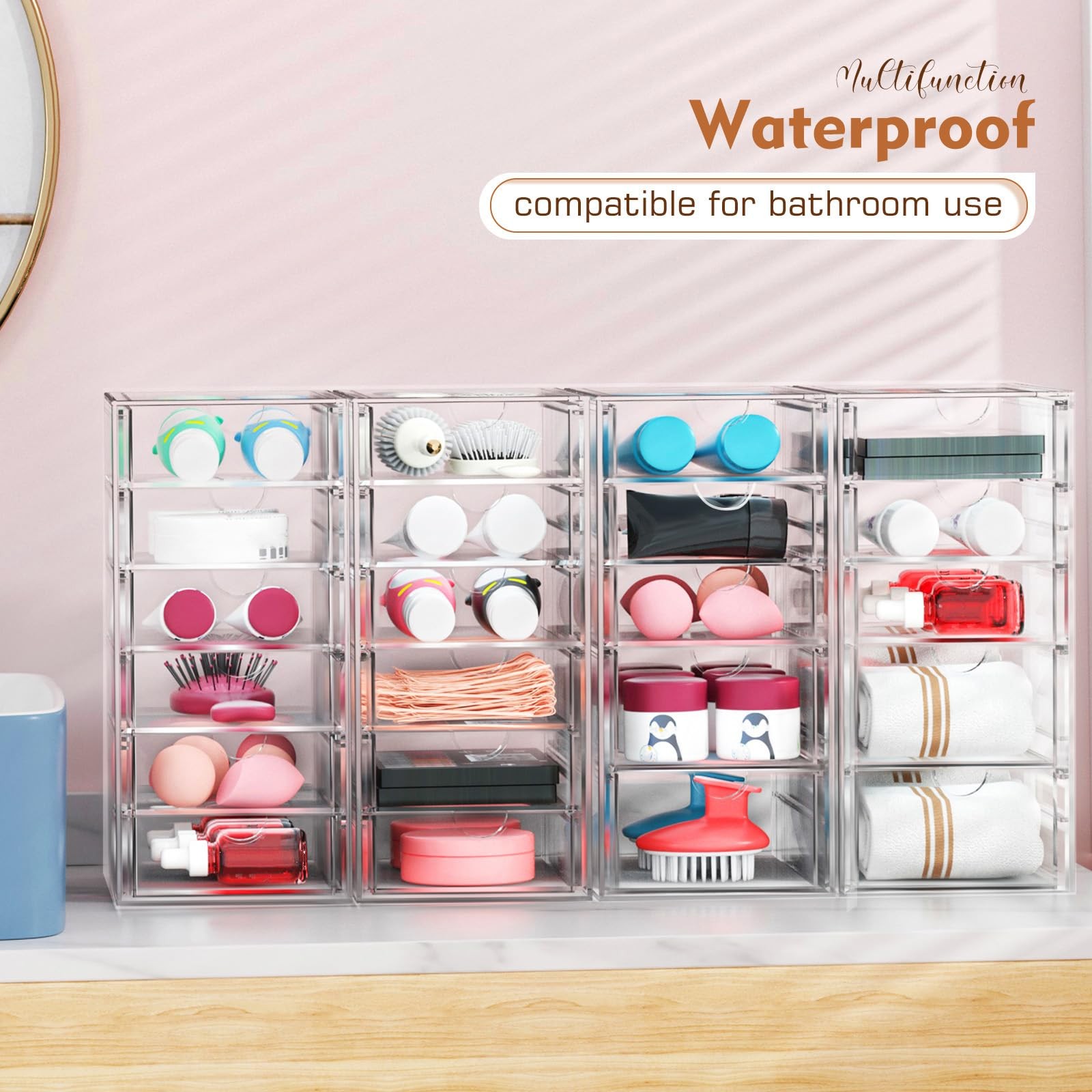 22 Drawers, Acrylic Desk Makeup Organizer, Plastic Drawers Organizer, Stackab…