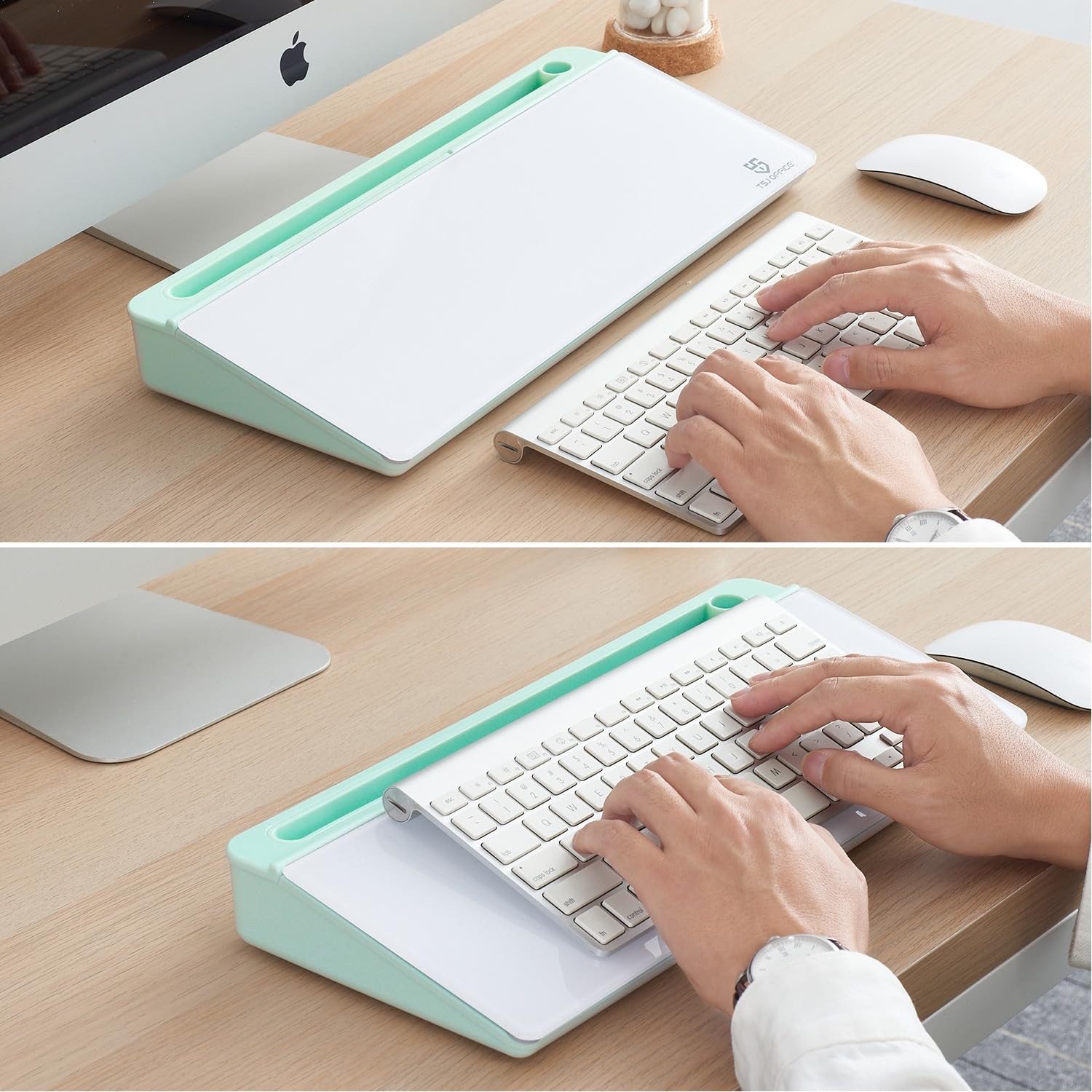 TSJ OFFICE Desktop Whiteboard Dry-Erase-Board – Computer 7″W x 6″H, Green