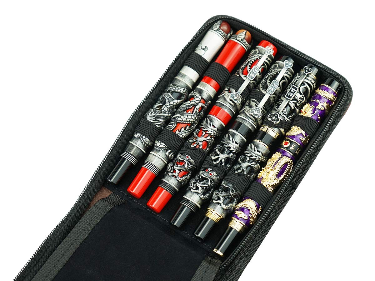 12 Fountain Pen Case PU Leather, Rollerball Pen Display Holder Bag, Pouch Lar…
