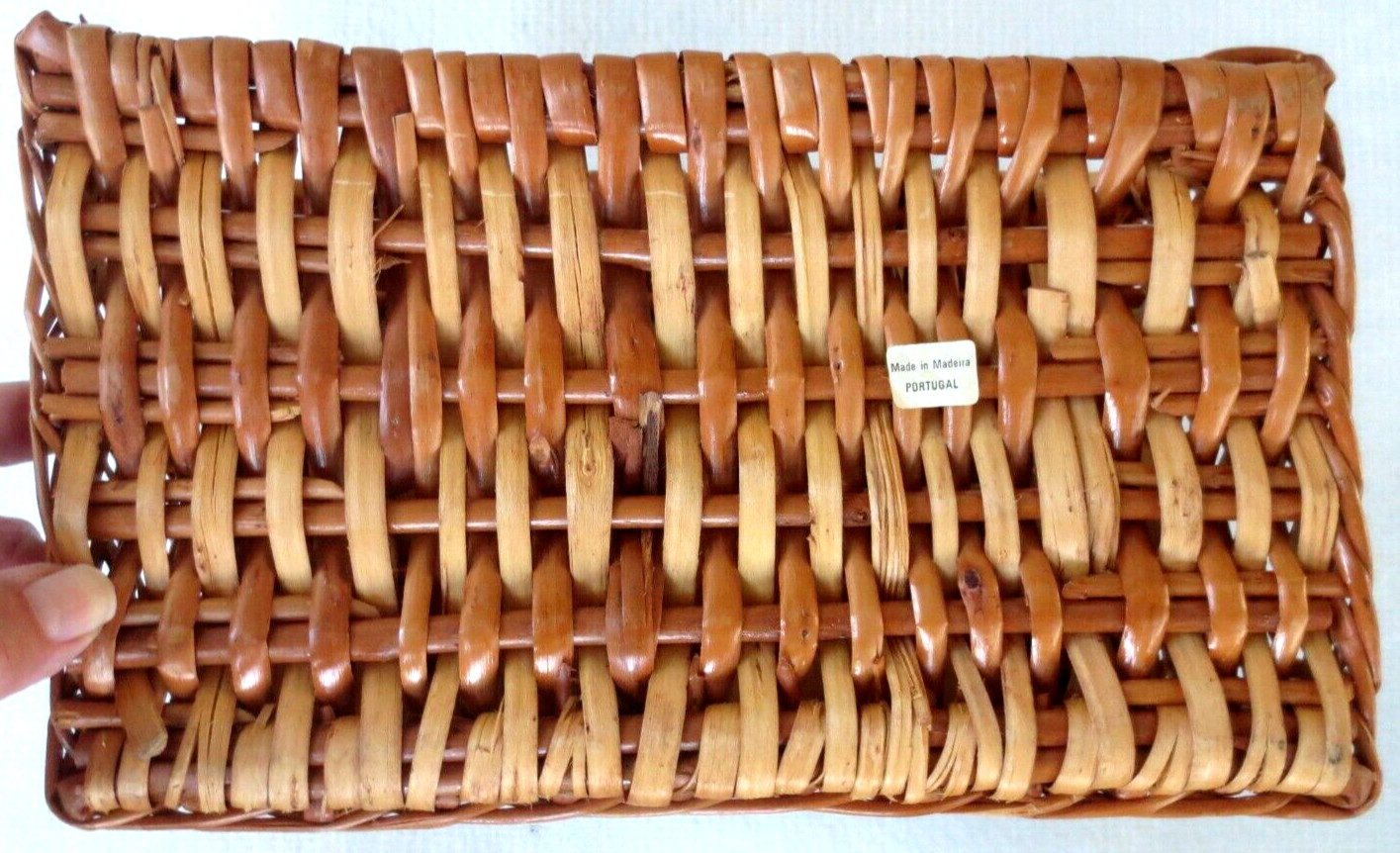 WICKER 5 SLOT DESK ORGANIZER FROM PORTUGAL 11″ X 11″ X 6″ (MINT COND.)