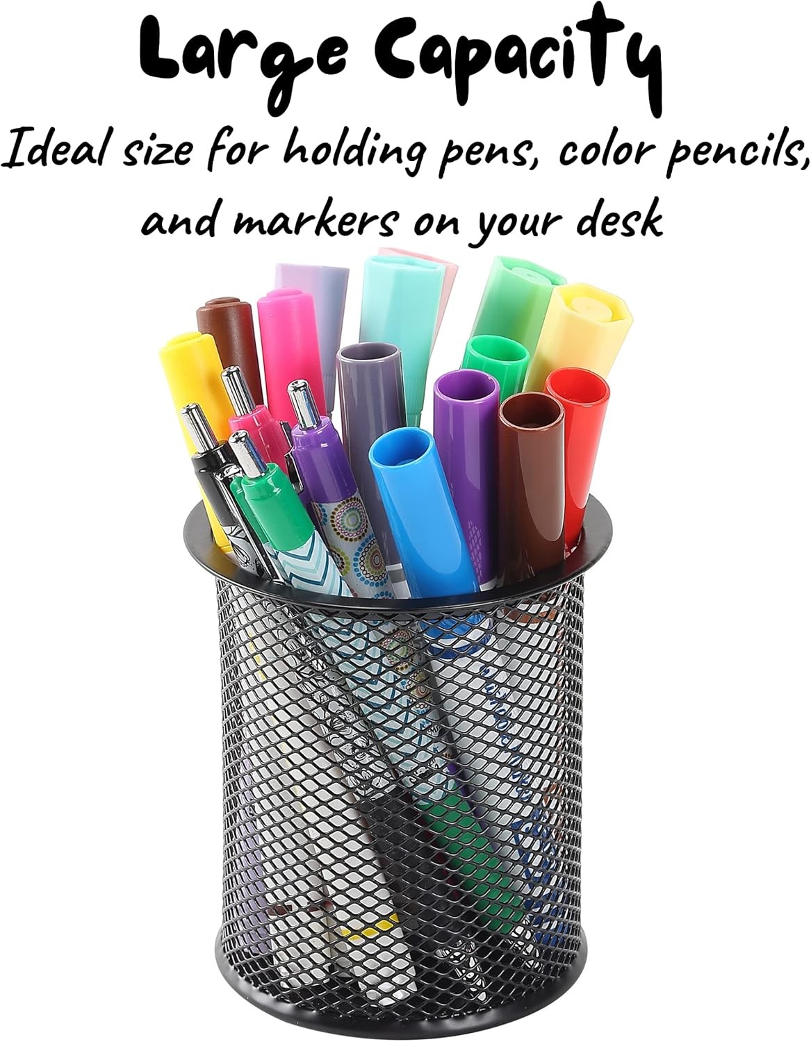 3pcs Metal Mesh Pencil Cup Holder Black Organizer Desk Pen Cups