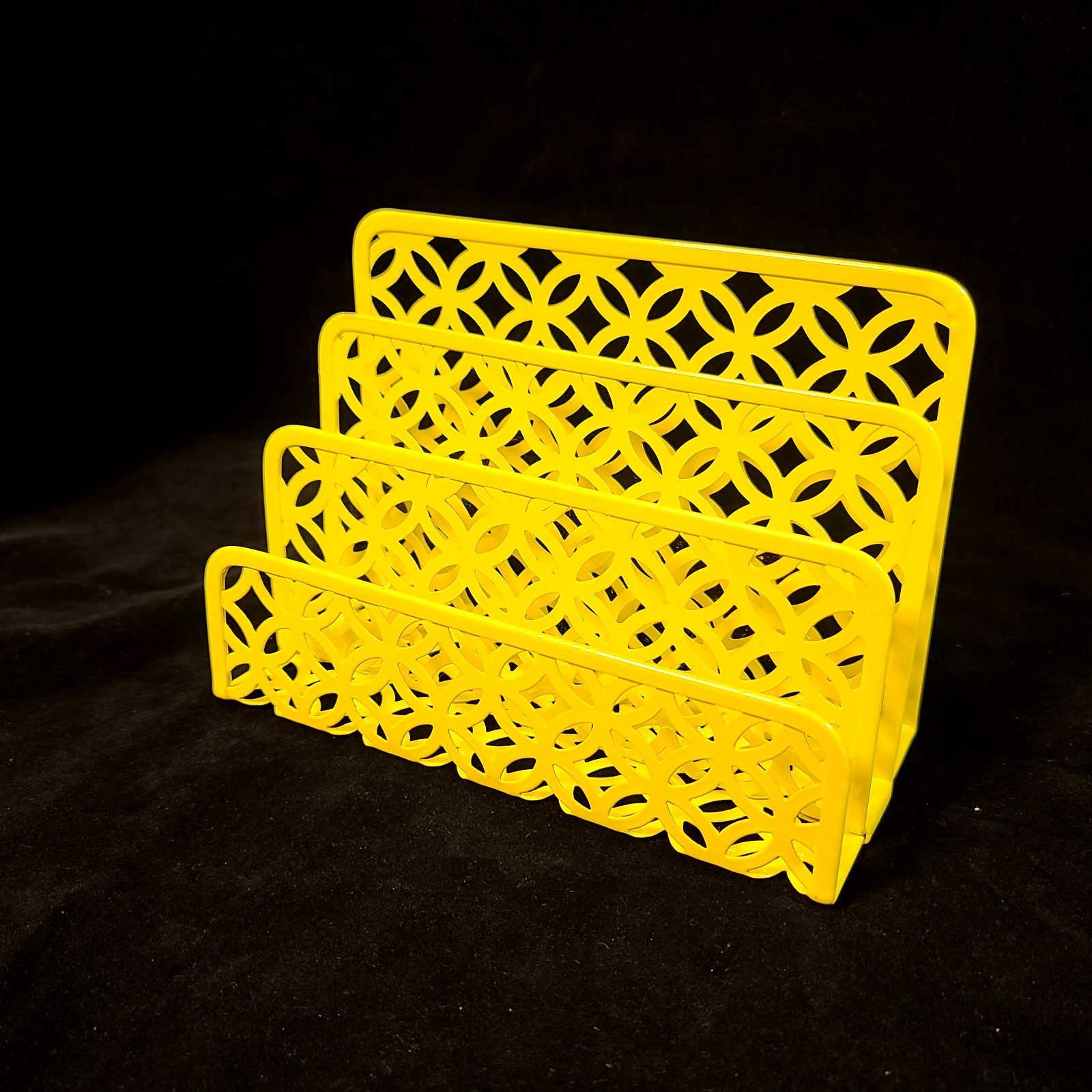 Yellow Desk Organizer Mail Sorter Metal Letter Holder Office