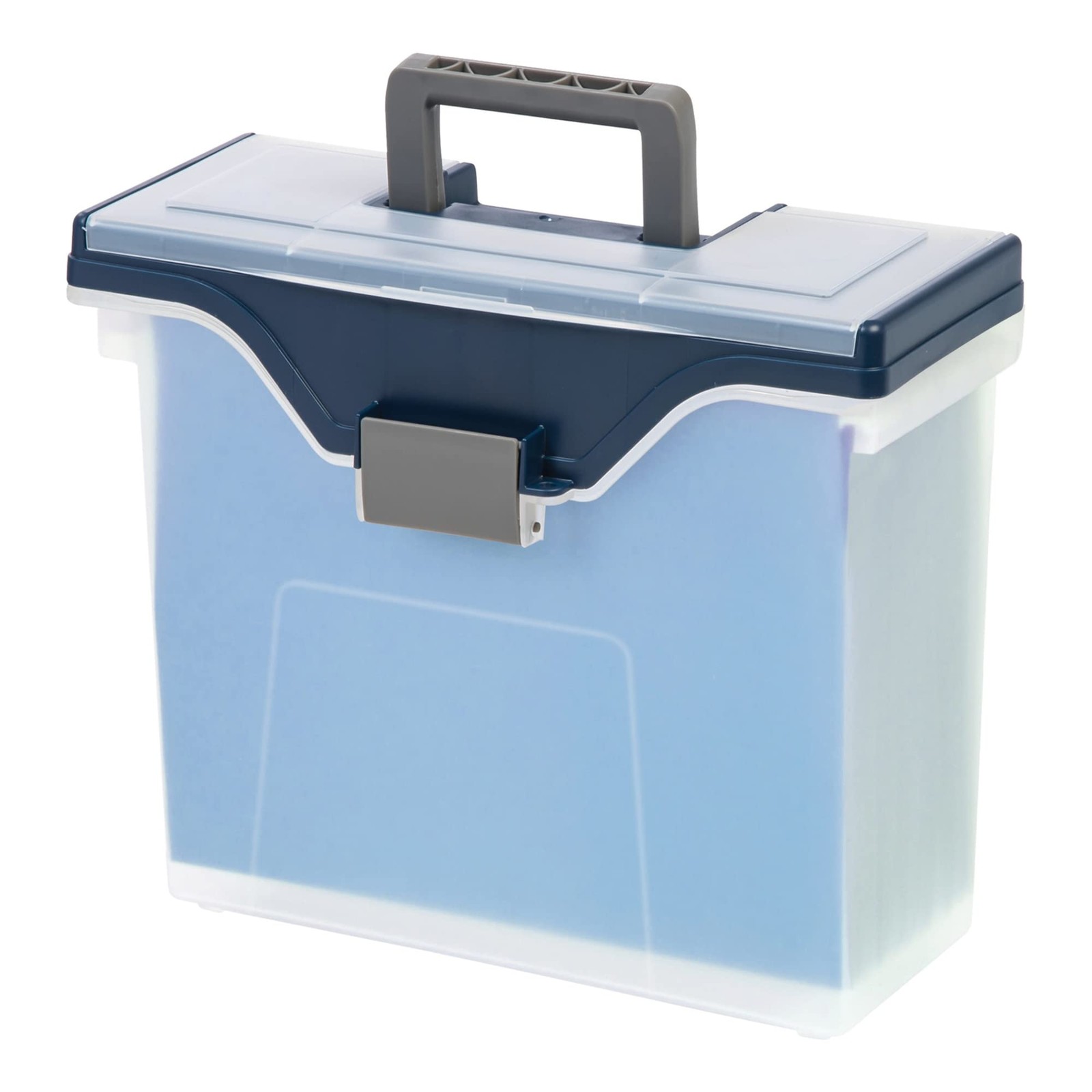 Office Depot Small Mobile File Box, Letter Size, Clear/Blue, True, Clear/Gray