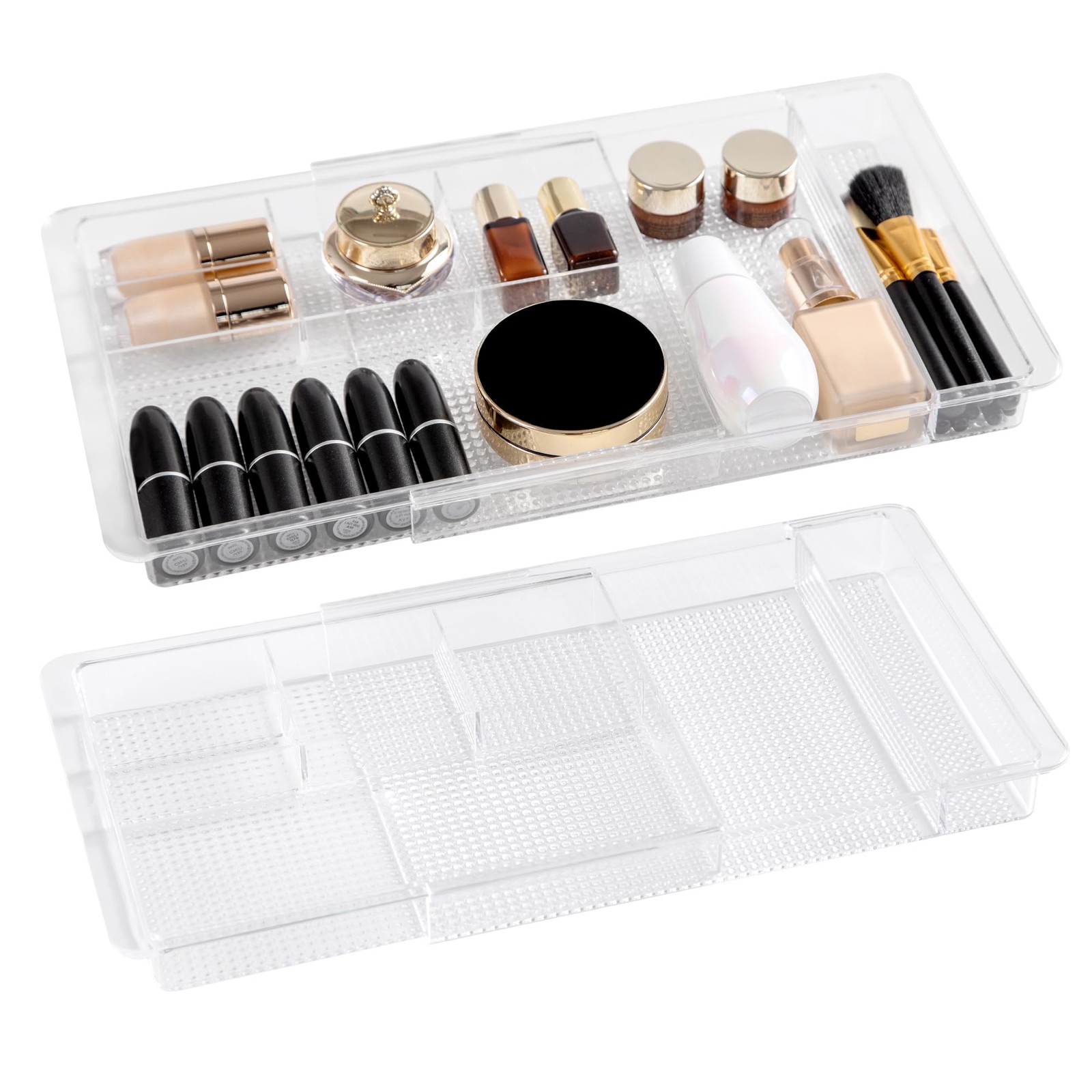 Expandable Drawer Organizer 11.1” to 19.2” Width, Shallow Cosmetic Organizer …