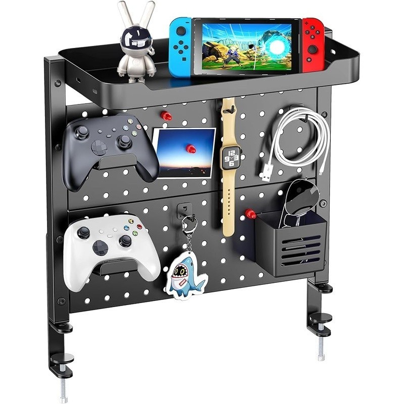 Magnetic Desk Pegboard Shelf Heavy Duty Clamp Adjustable Organizer Office Gaming