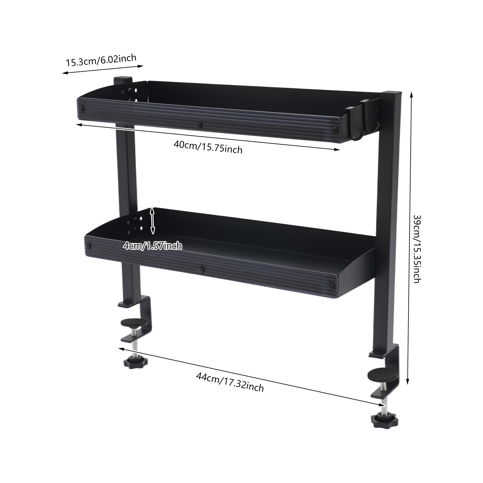 2Tier Clip-on Desktop Organizer Desk Shelf w/Adjustable Storage Tray Home Office