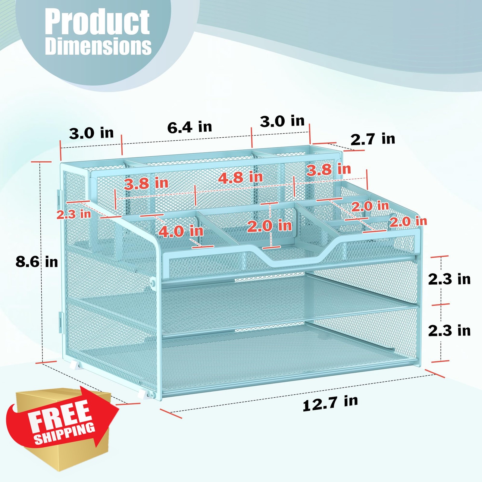 Docnest 3 Tier Mesh Desk Organizer for Paper Office Supplies – Multi-Function…