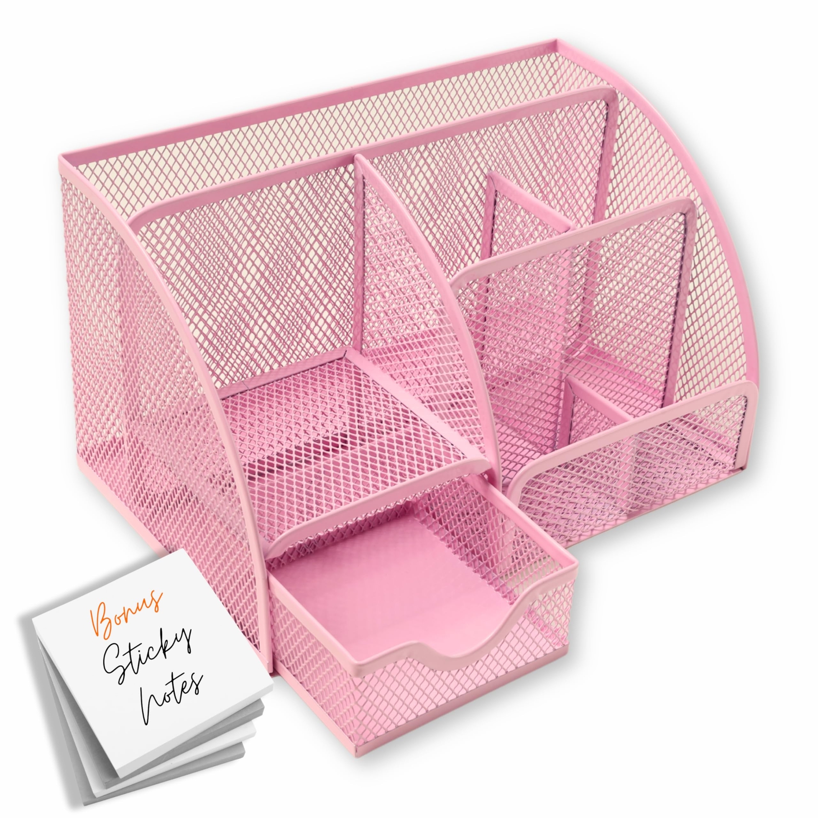 Mesh Desk Organizer – Office Desk Organizer with Sticky Notes – Desk Accessor…