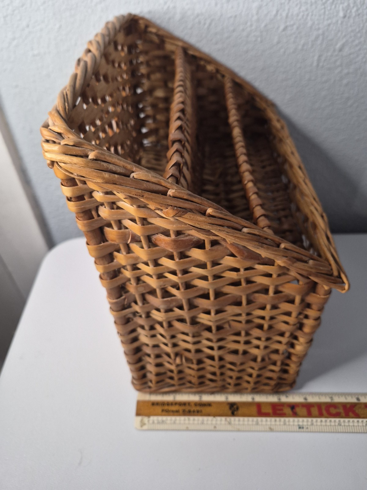 Vintage 1970s Large Wicker Rattan Desk Organizer Letter Holder Tray Sturdy Nice