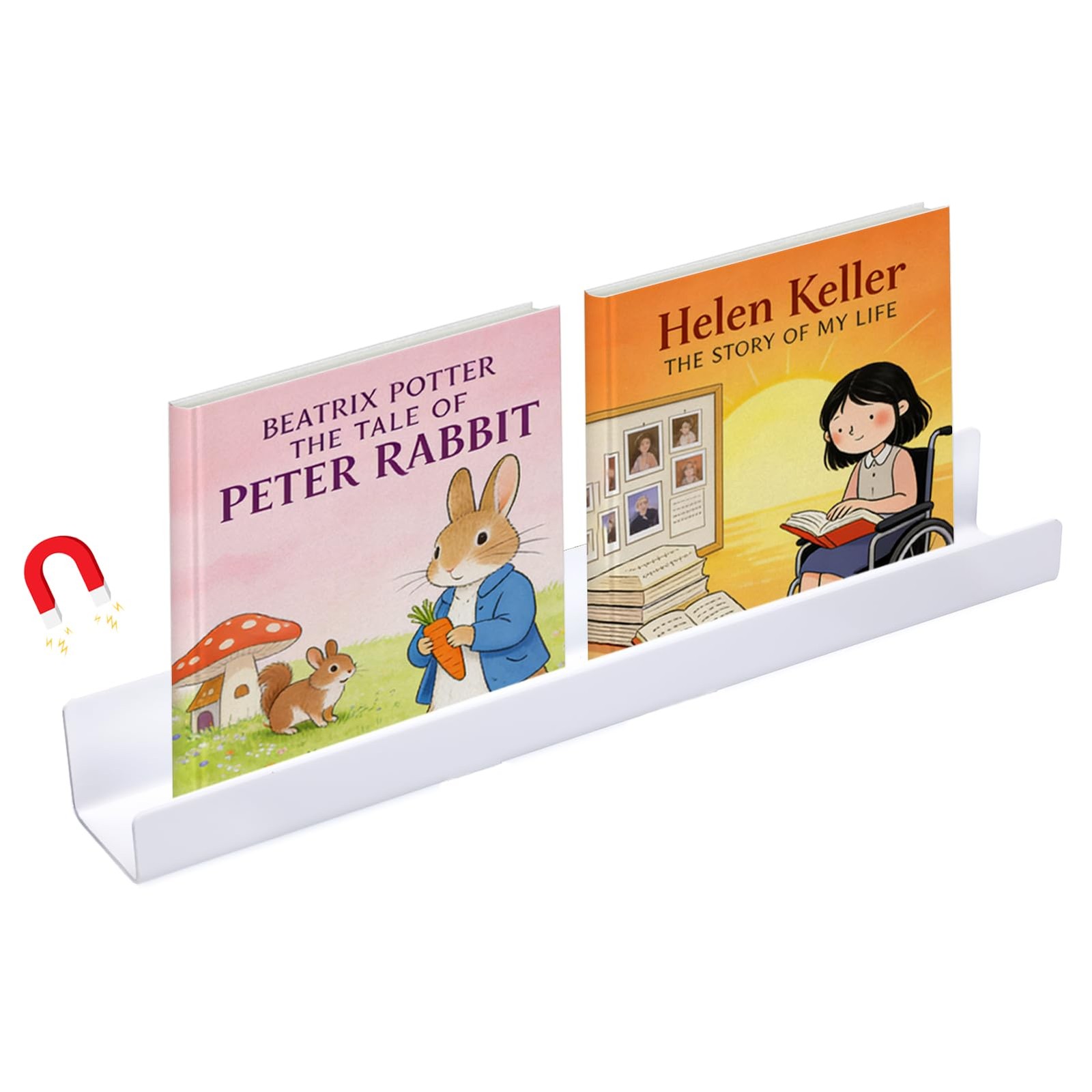 Strong Magnetic Book Shelf for Whiteboard – 17” Acrylic Books Display Holder …