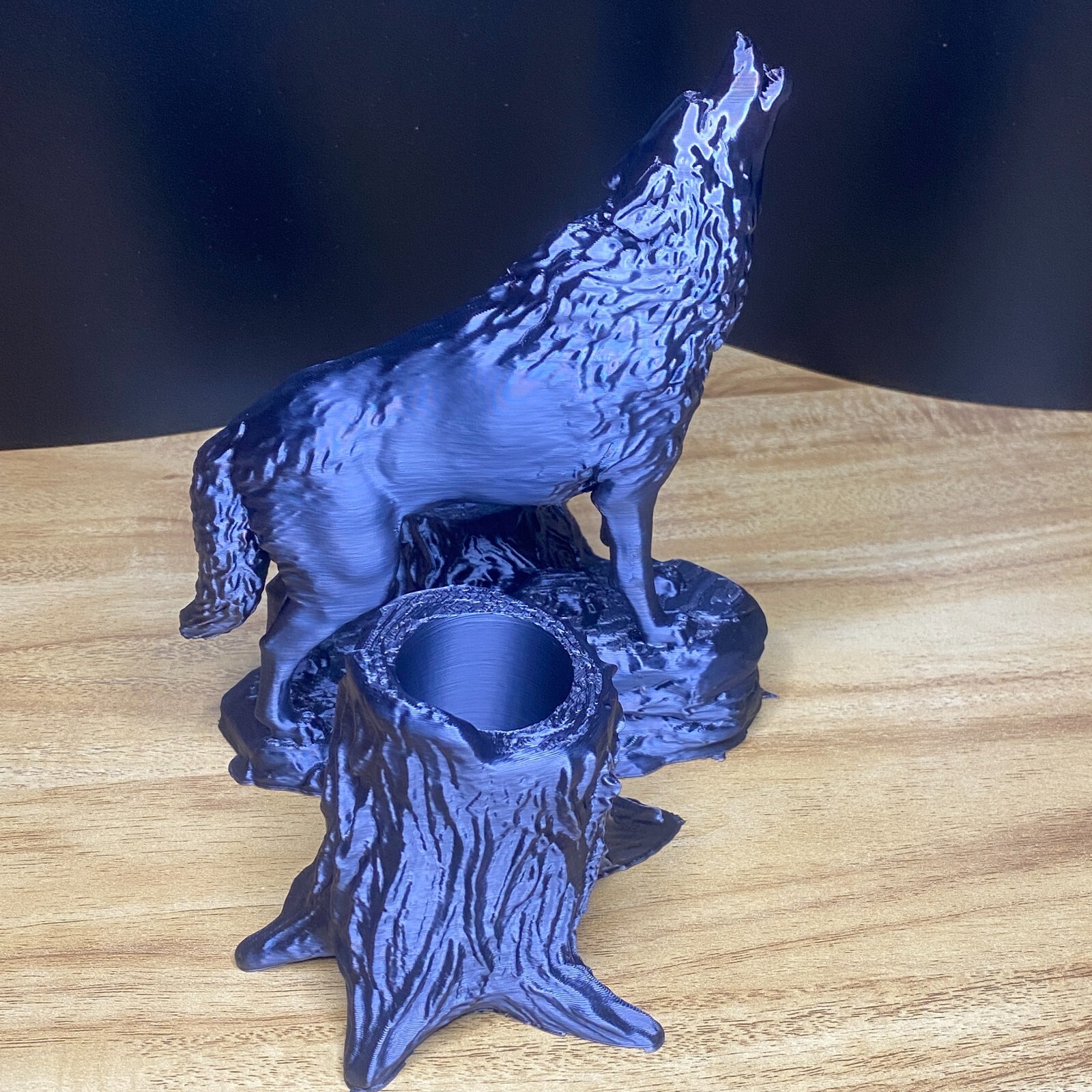 Black Wolf Pen & Pencil Holder – Unique Desk Organizer