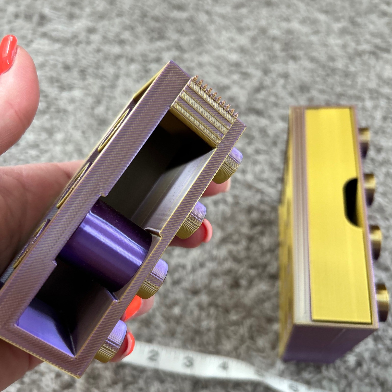 Purple Gold 3D Printed Building Block Desk Organizer Set Drawer Tape Dispenser