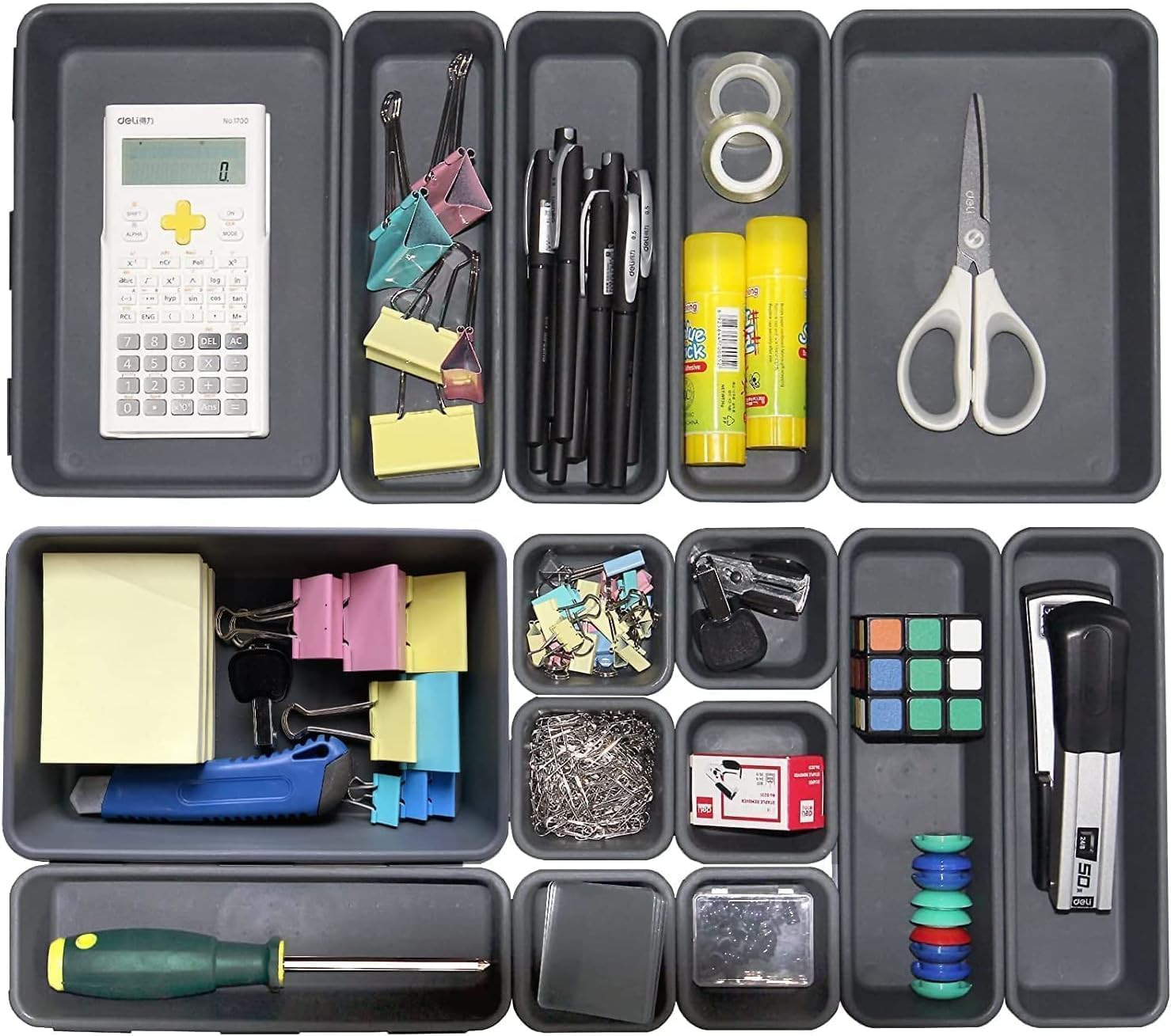15 PCS Interlocking Desk Drawer Organizer Separator for Office,Bathroom,Kitchen,