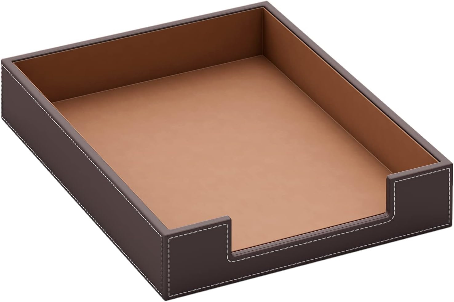 Leather Letter Tray, Elegant Desk Organizer for Office Supplies, Mail, Paper, F