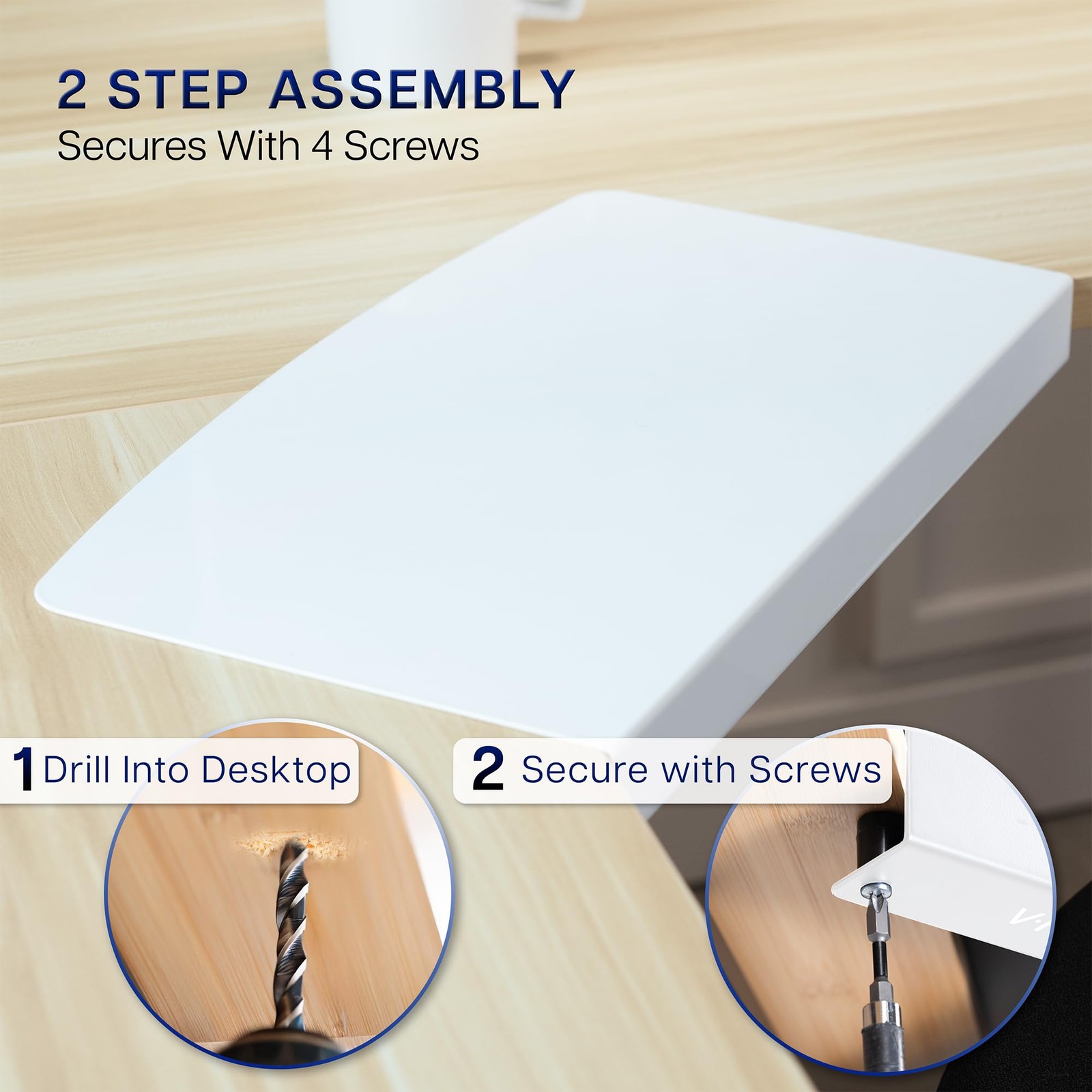 VIVO 17 inch Corner Desk Connector Sleeve for Keyboard 17″ Straight, White