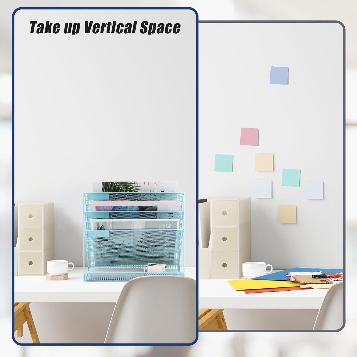 Desk File Organizer Mesh 4-Tier Hanging Wall Mount Document Organization Stand