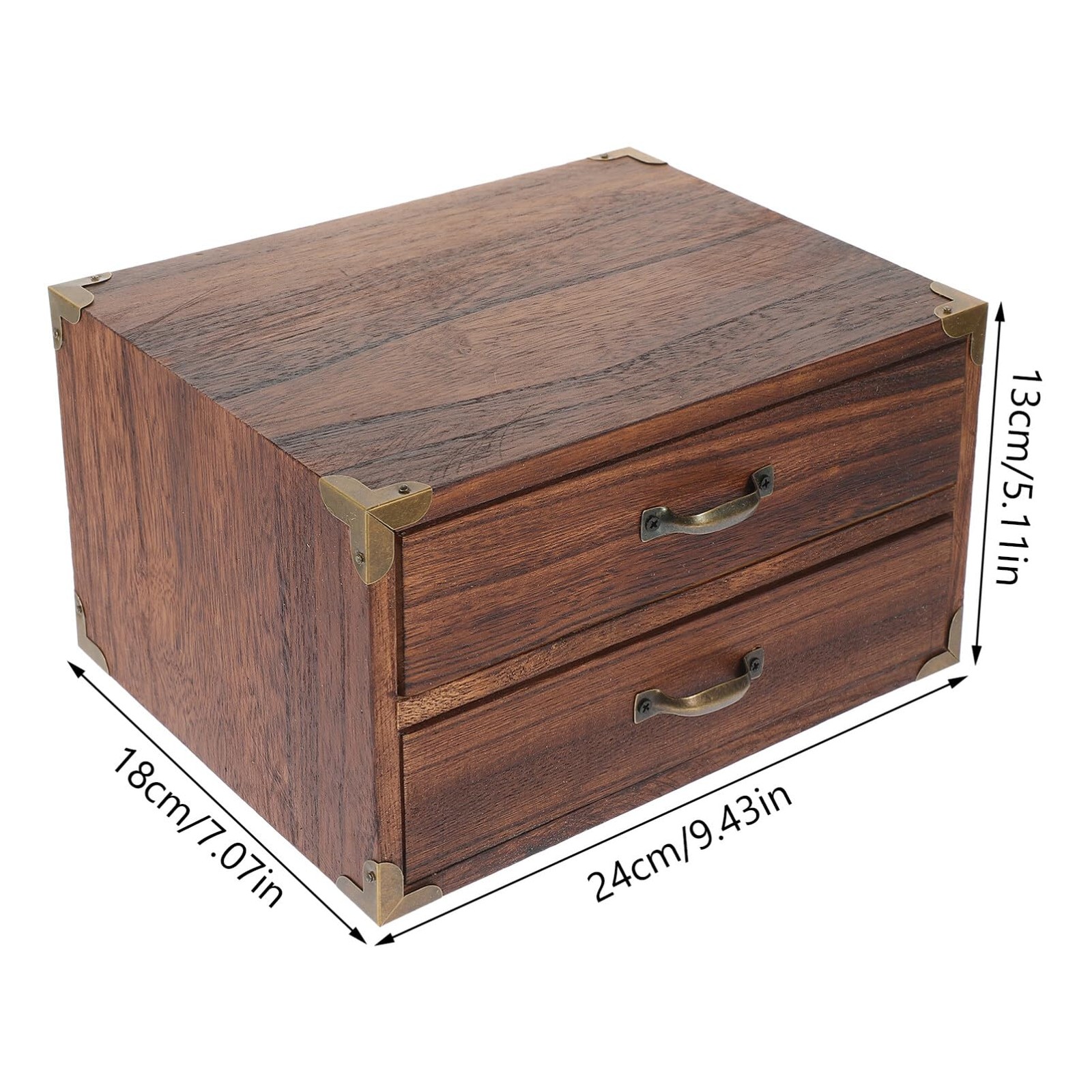 Alipis 2 Drawer Wooden Desktop Organizer – 24.00X18.00X13.00CM, Coffee 1