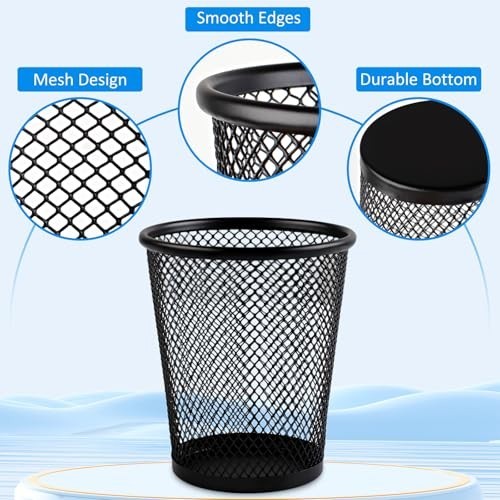 Pencil Holder 2 Pack, Black Mesh Desk Pen Holders, Premium Metal Pen Cup Hold…