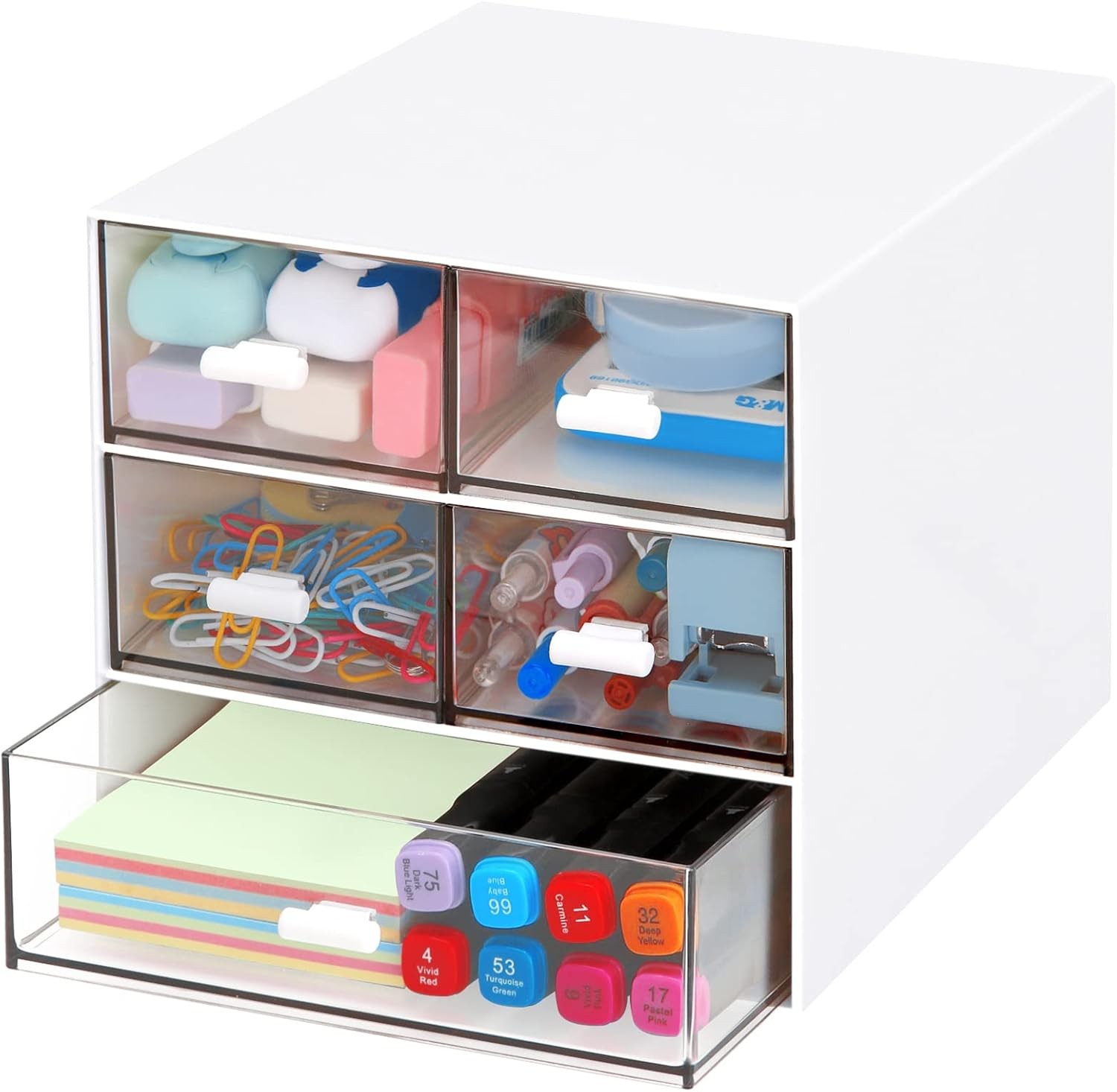 Desk Organizer W/ 5 Drawers Rectangular Office Stationery Supplies Desktop