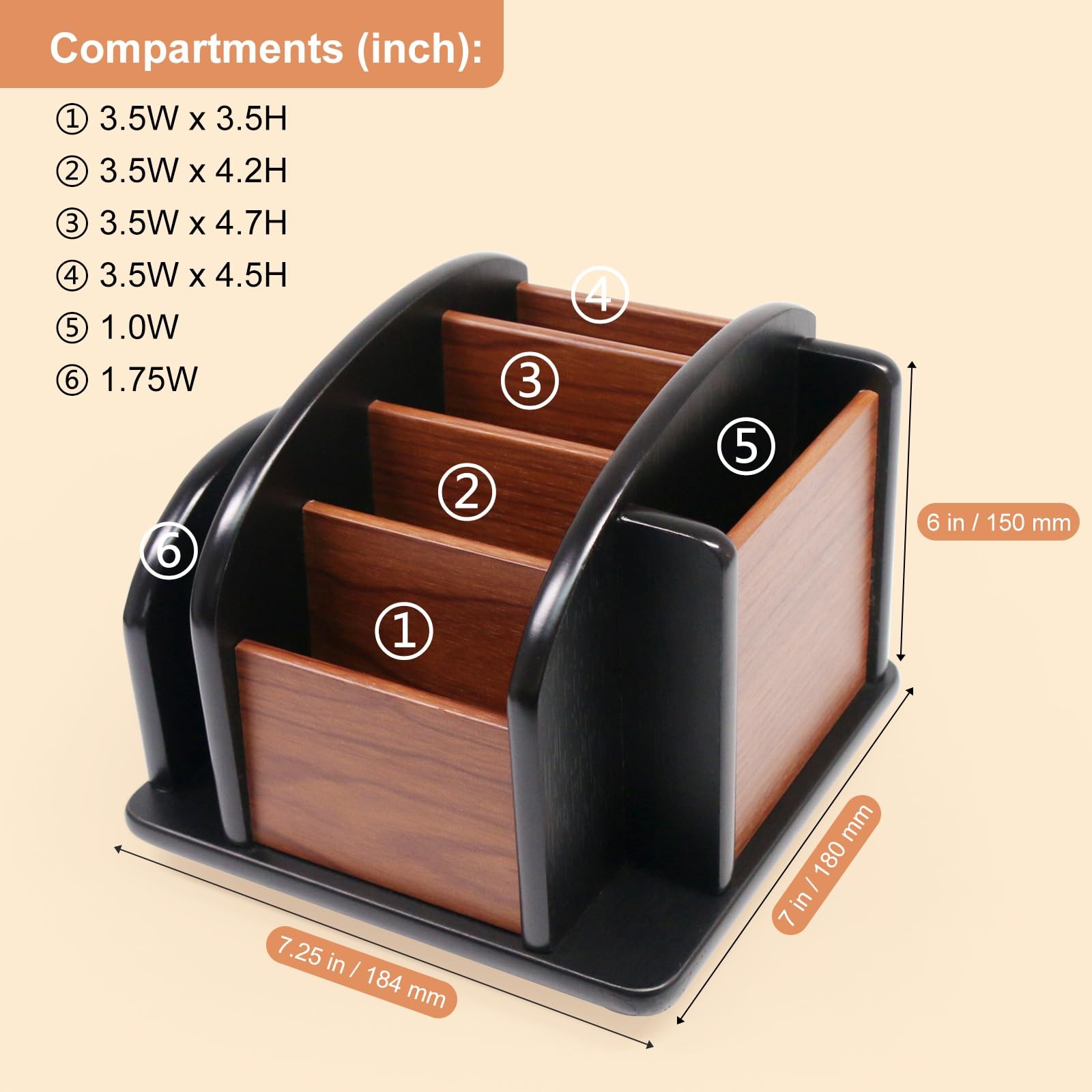 Remote Control Holder Caddy, 360° Rotating Coffee Table Organizer with 6 Comp…