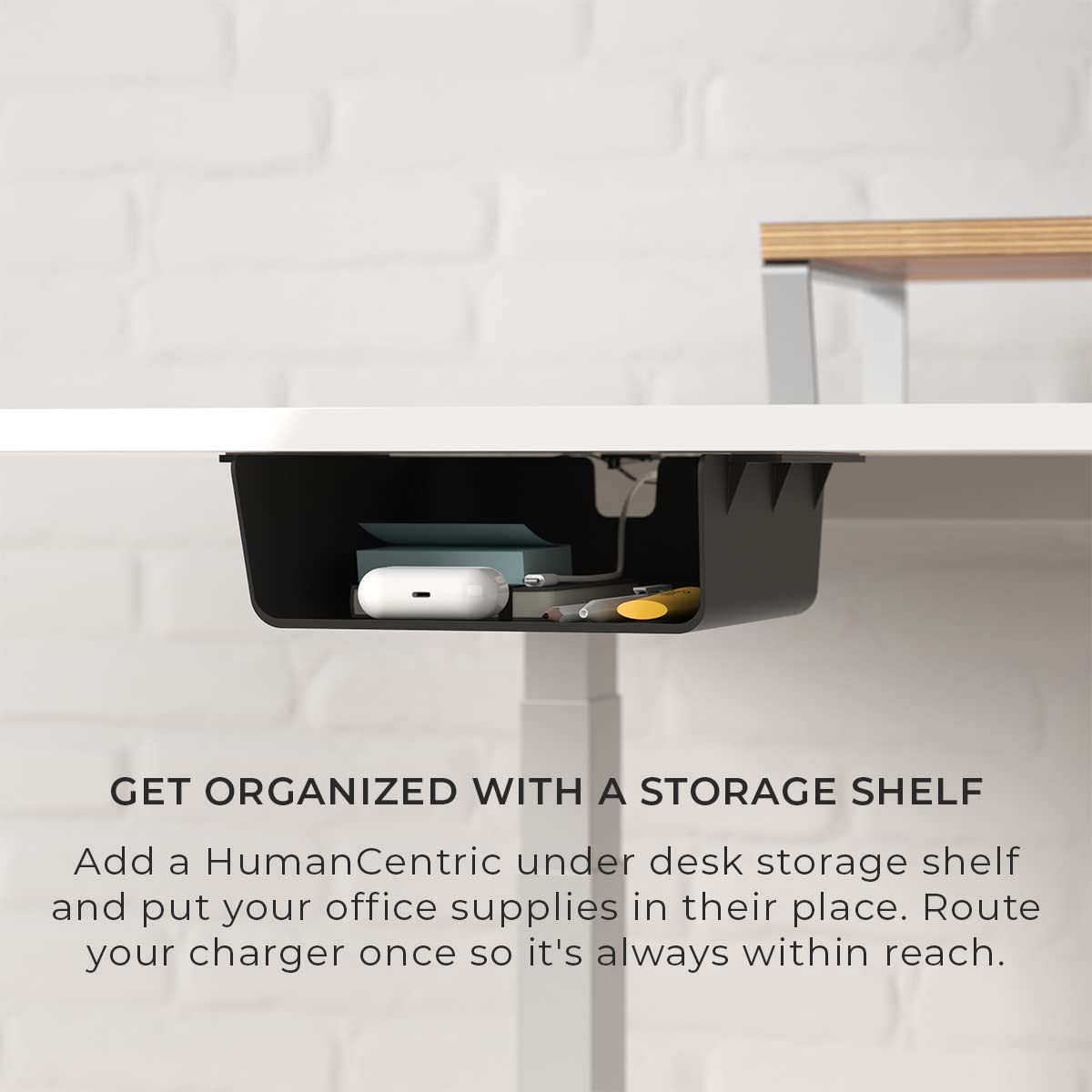 HumanCentric Under Desk Storage Shelf, Drawer Organizer for one pack, Black