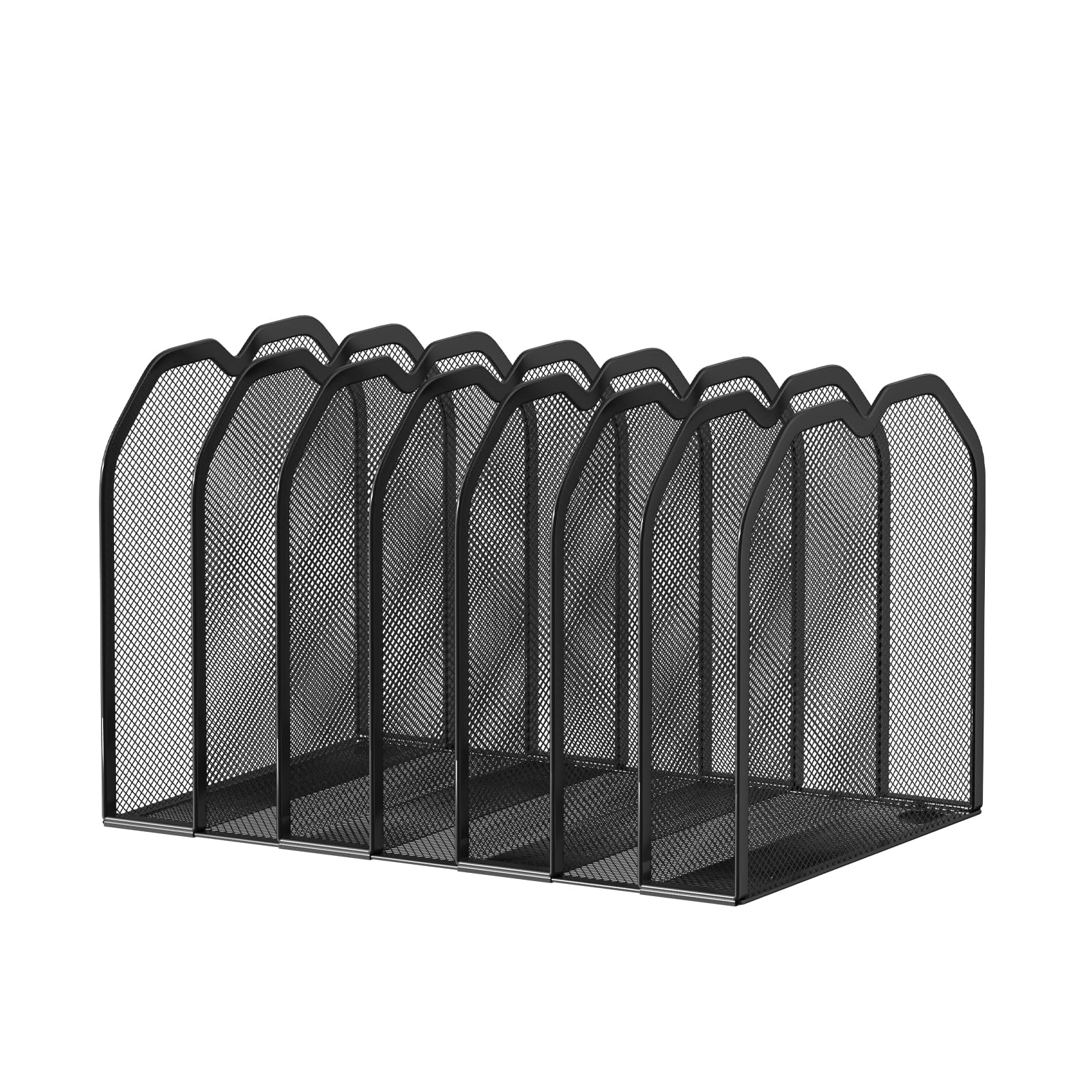 Black 7Section File Folder Organizer Metal Desktop Vertical Stand Rack