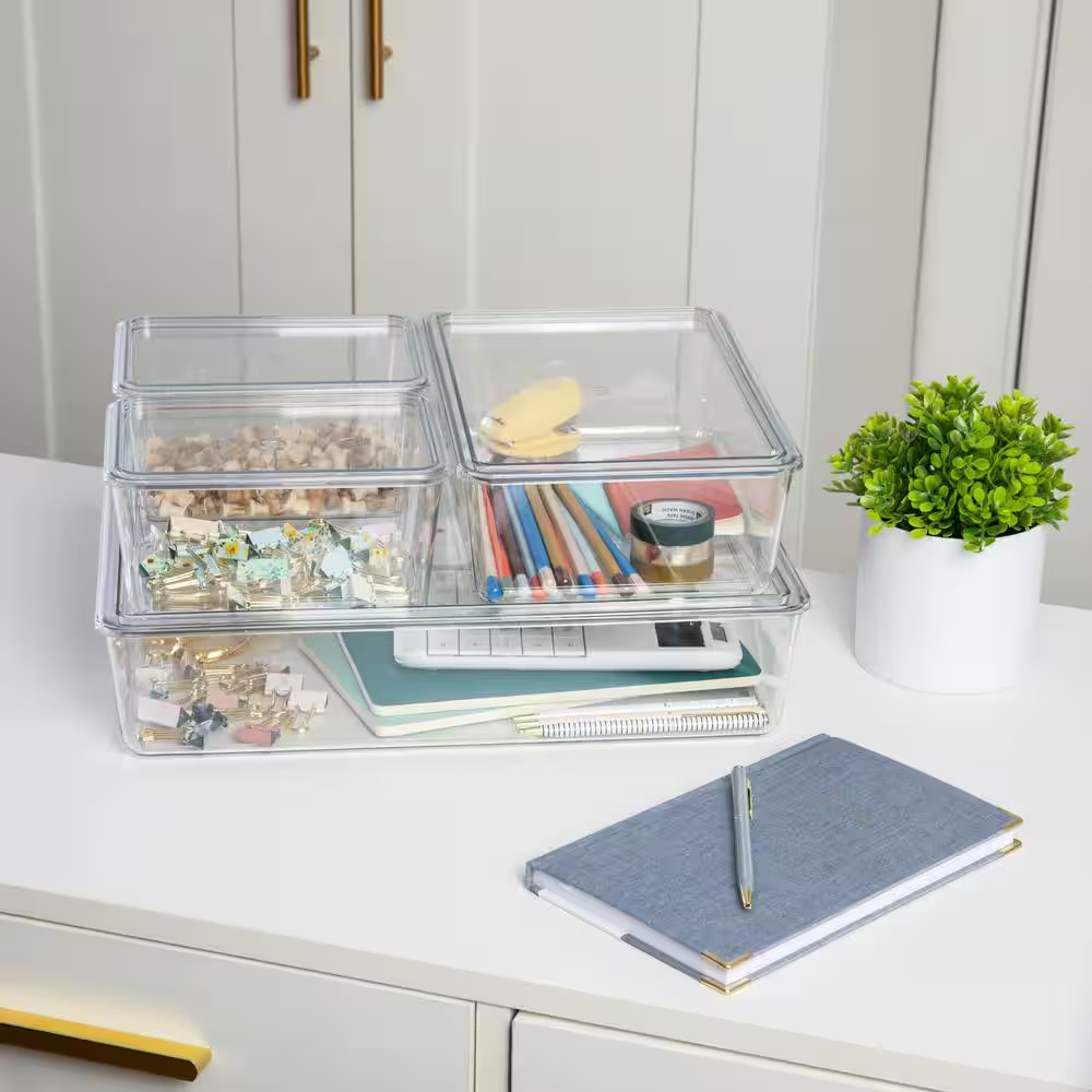 Clear Desk Organizer Set of 4 – 2 Small/1 Medium/1 Large