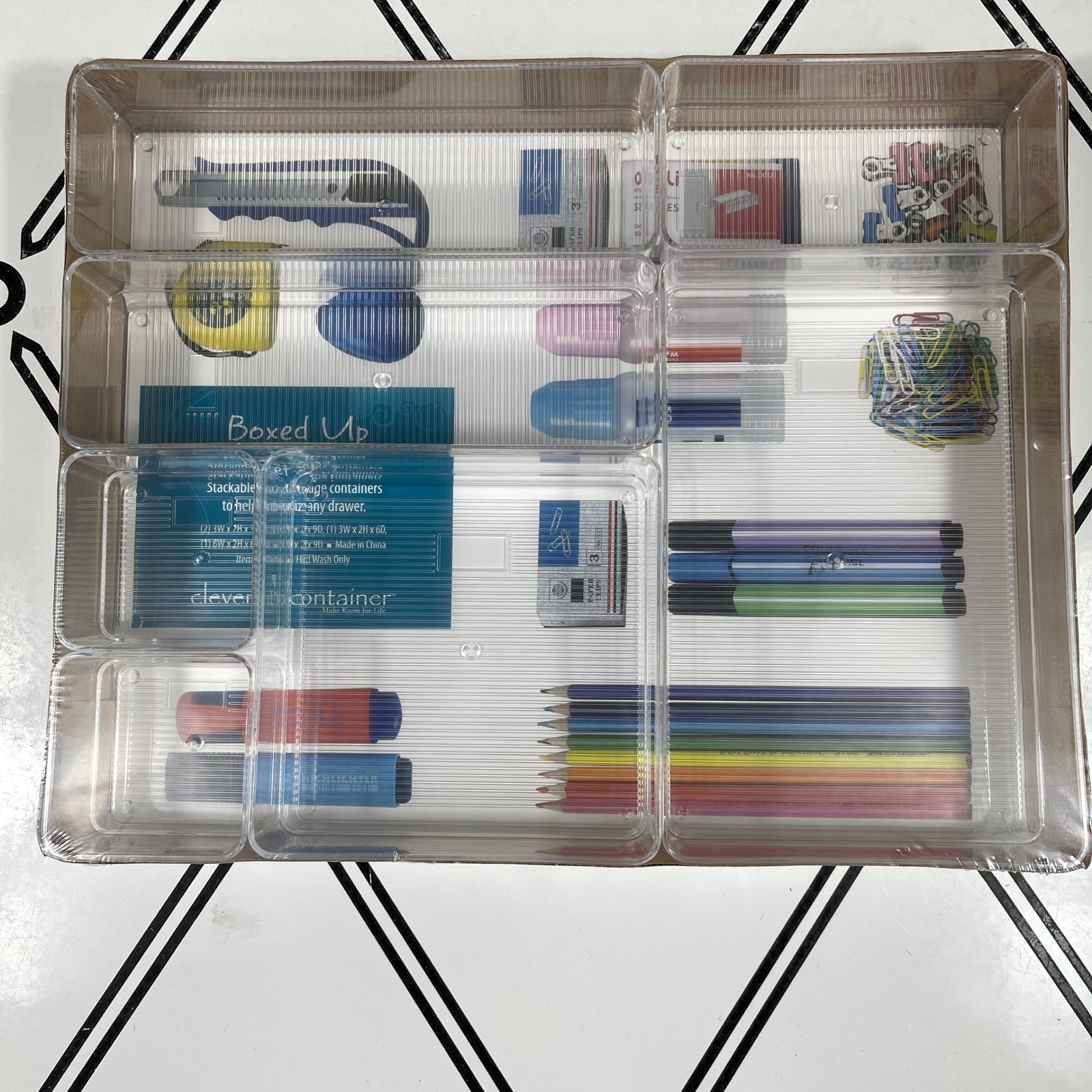 Stackable Drawer Organizer Clear Plastic Office Desk Supply Holder