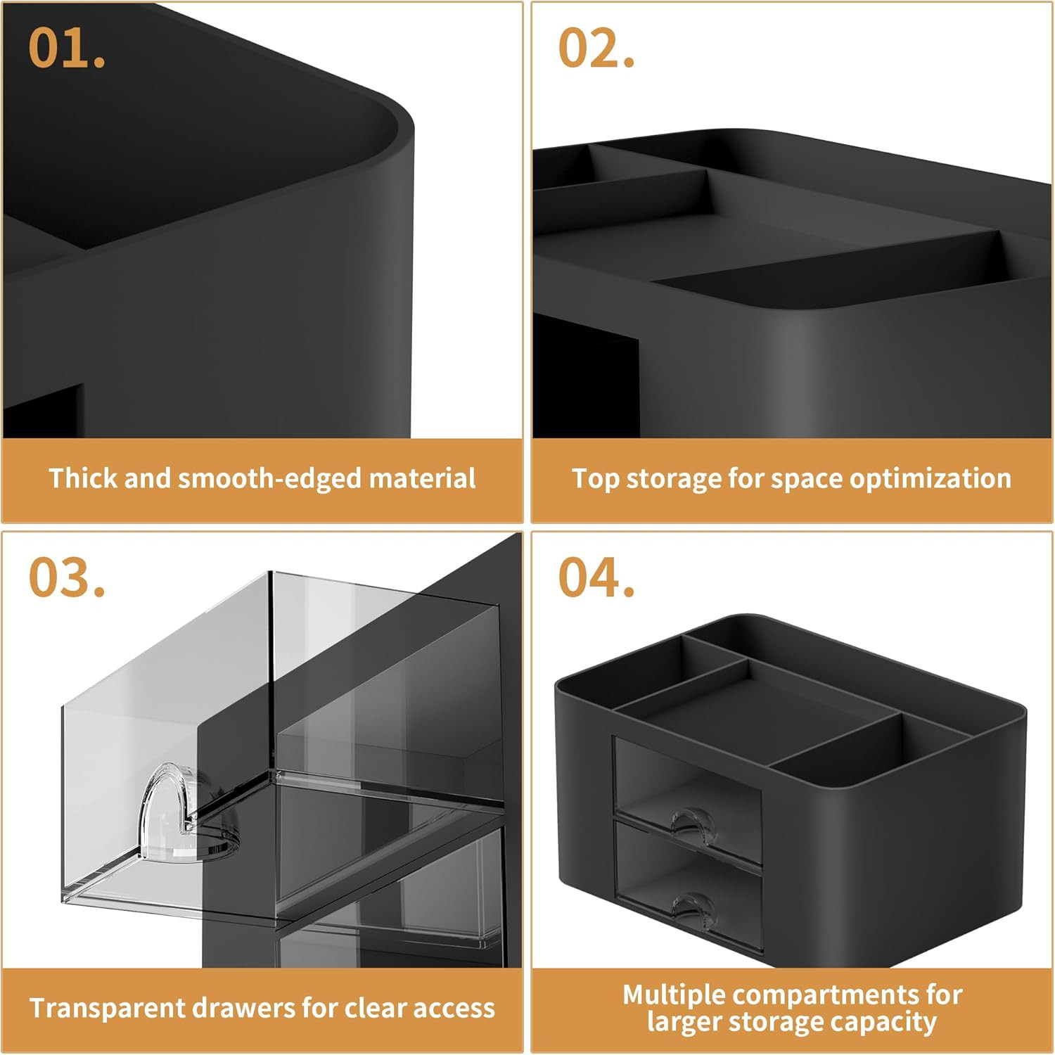 Pen Organizer with 2 Drawer, Multi-Functional Pencil Holder for Desk, Desk Organ