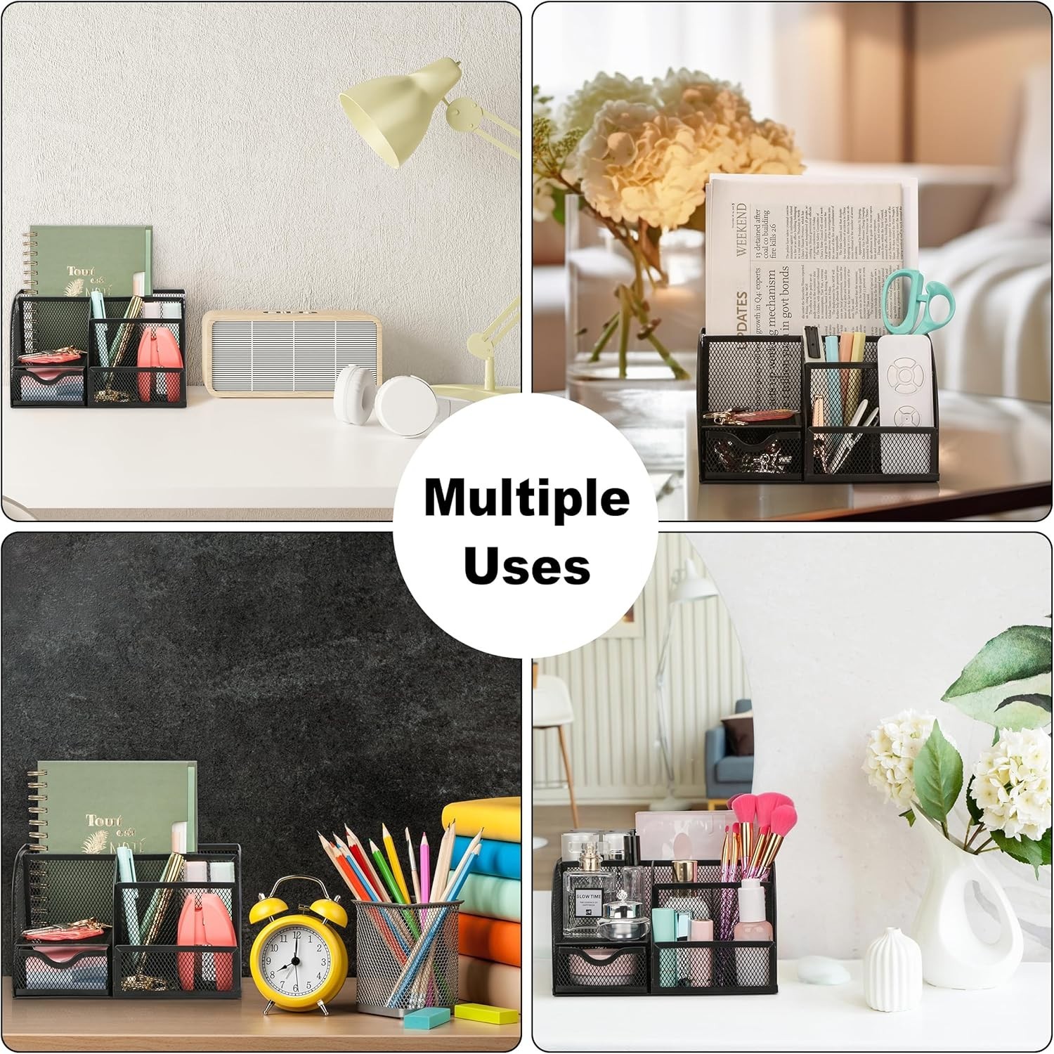 Stylish White Powder Coated Desk Organizer – Perfect for School or Office