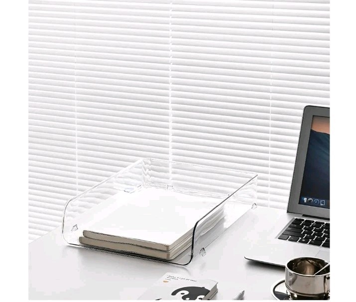4 Pack Paper Organizer for Desk Clear Stackable Sray Office for Notes Pens File
