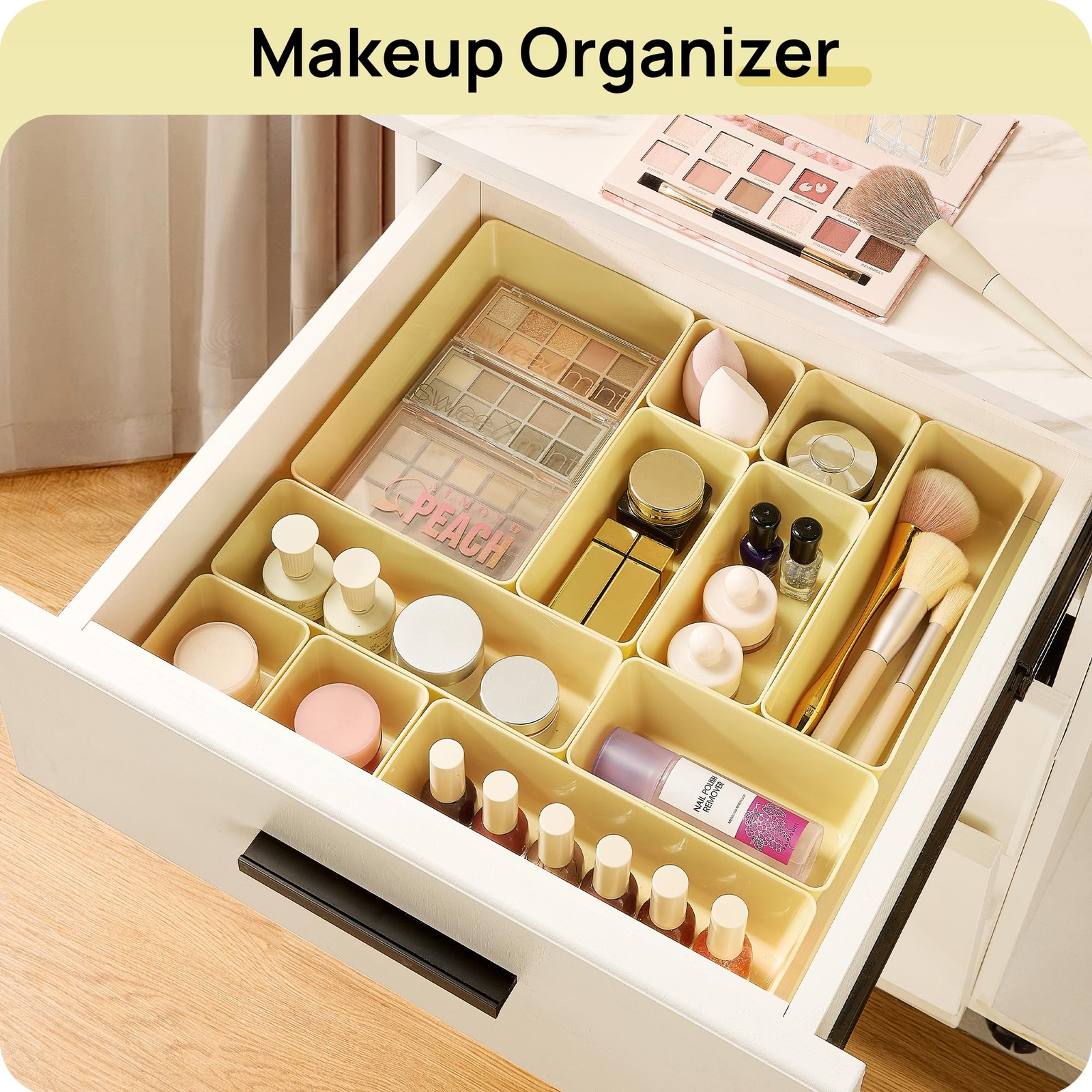 25 PCS Plastic Drawer Organizer Set 4Size Vanity Makeup Bathroom Tray