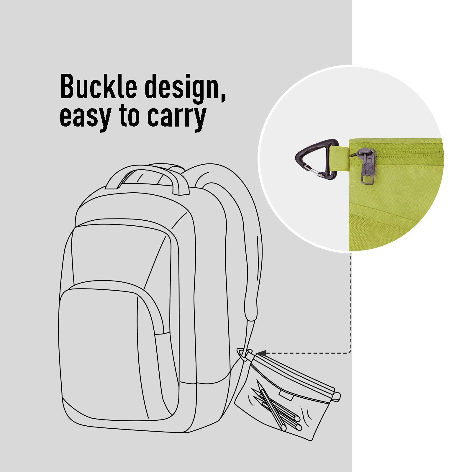 Water-Resistant Mesh Zipper Pouch Large Storage Bag for Travel Office Green