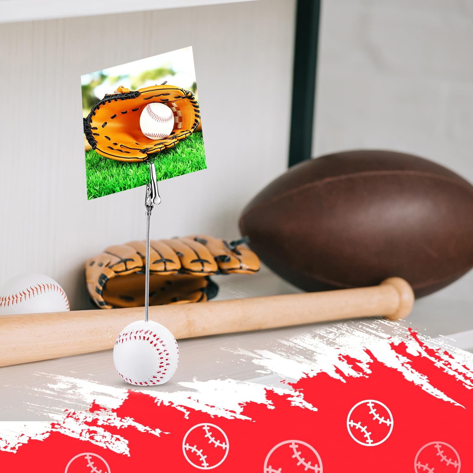 Jetec 12 Pcs Resin Sports Ball Base Memo Clips Alligator Wire Table Number Card