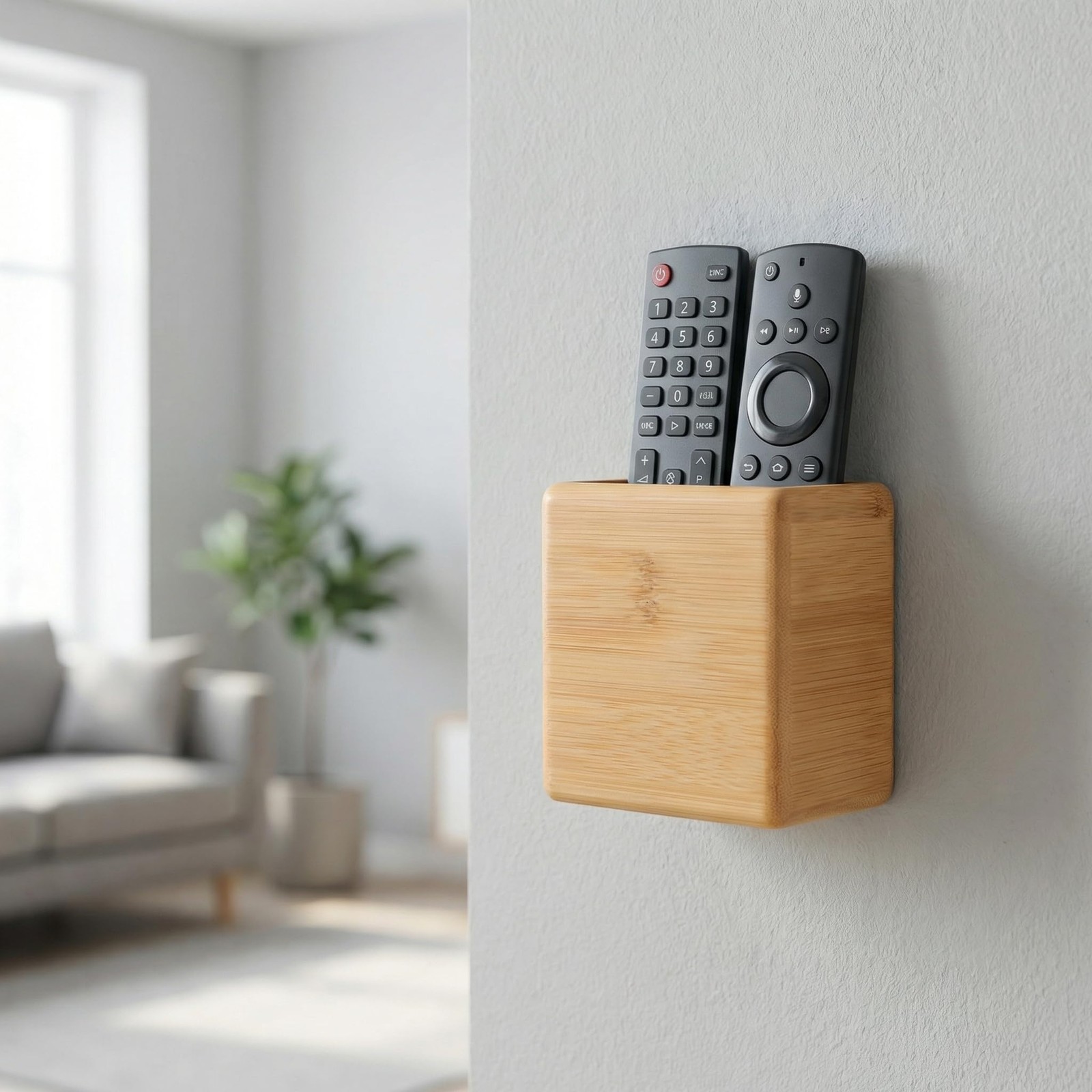 Remote Control Holder Wall Mount – Wood Remote Caddy Organizer for Bedside Co…