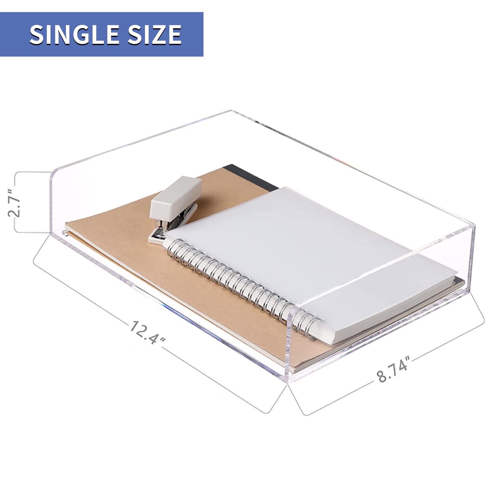 Acrylic Stackable Letter Tray Office Desk Organizer Clear Paper Tray 2-Pack