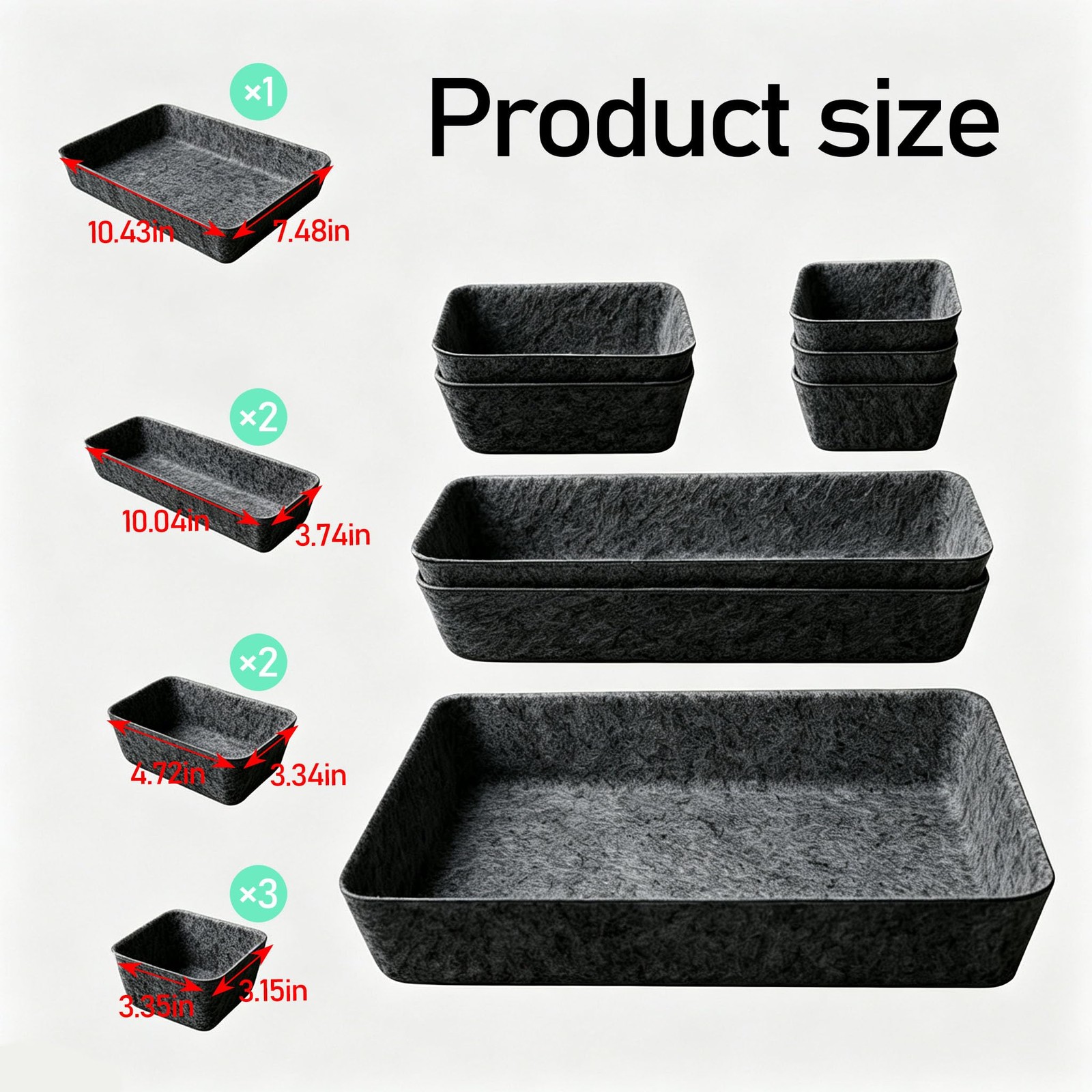 8Pack Drawer Organizer Compatible with Alex, Felt Desk and Makeup Drawer Orga…