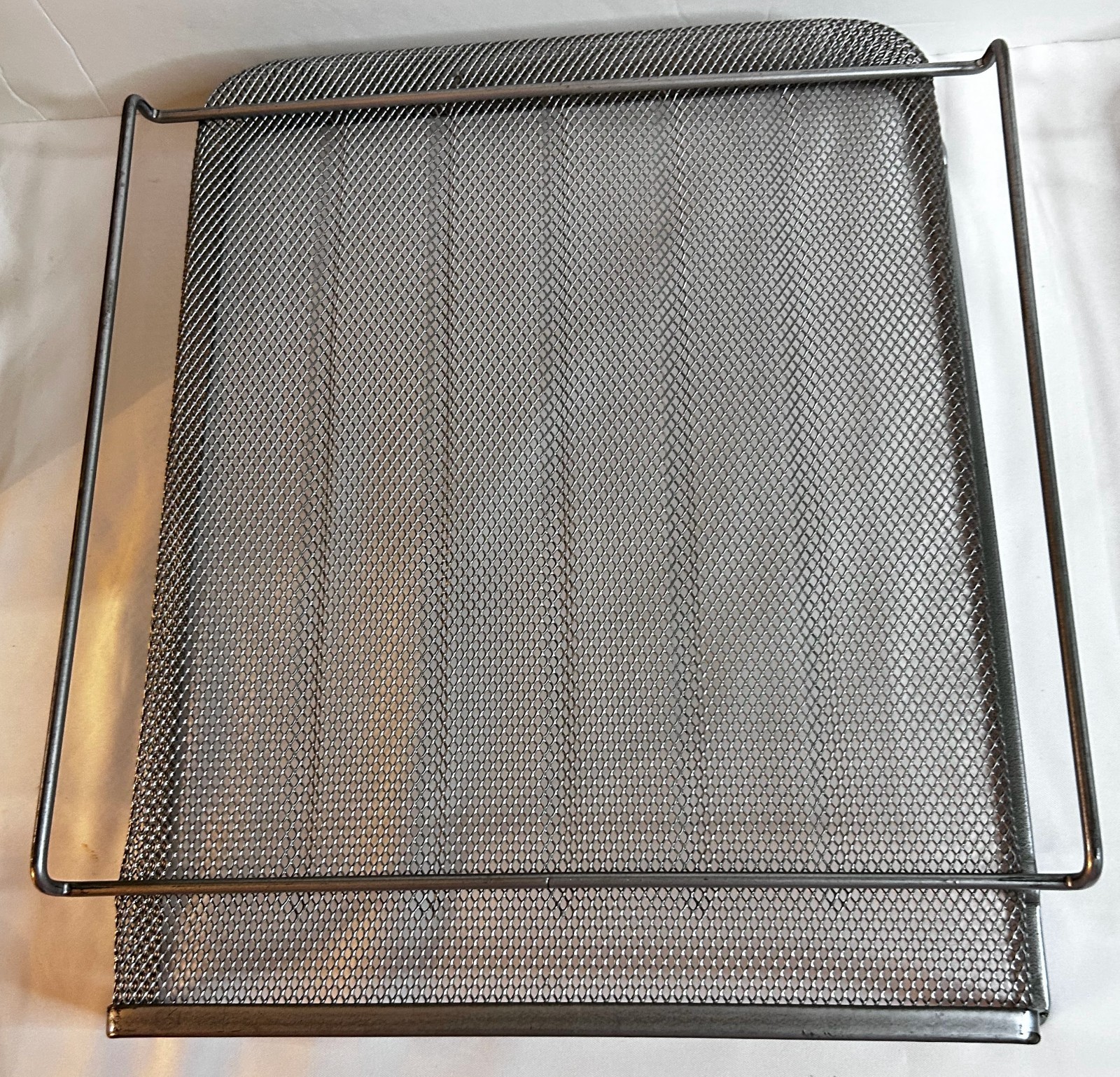 2 Tier Desk Organizer, Letter-size Trays, Multipurpose, Mesh, Silver, Preowned